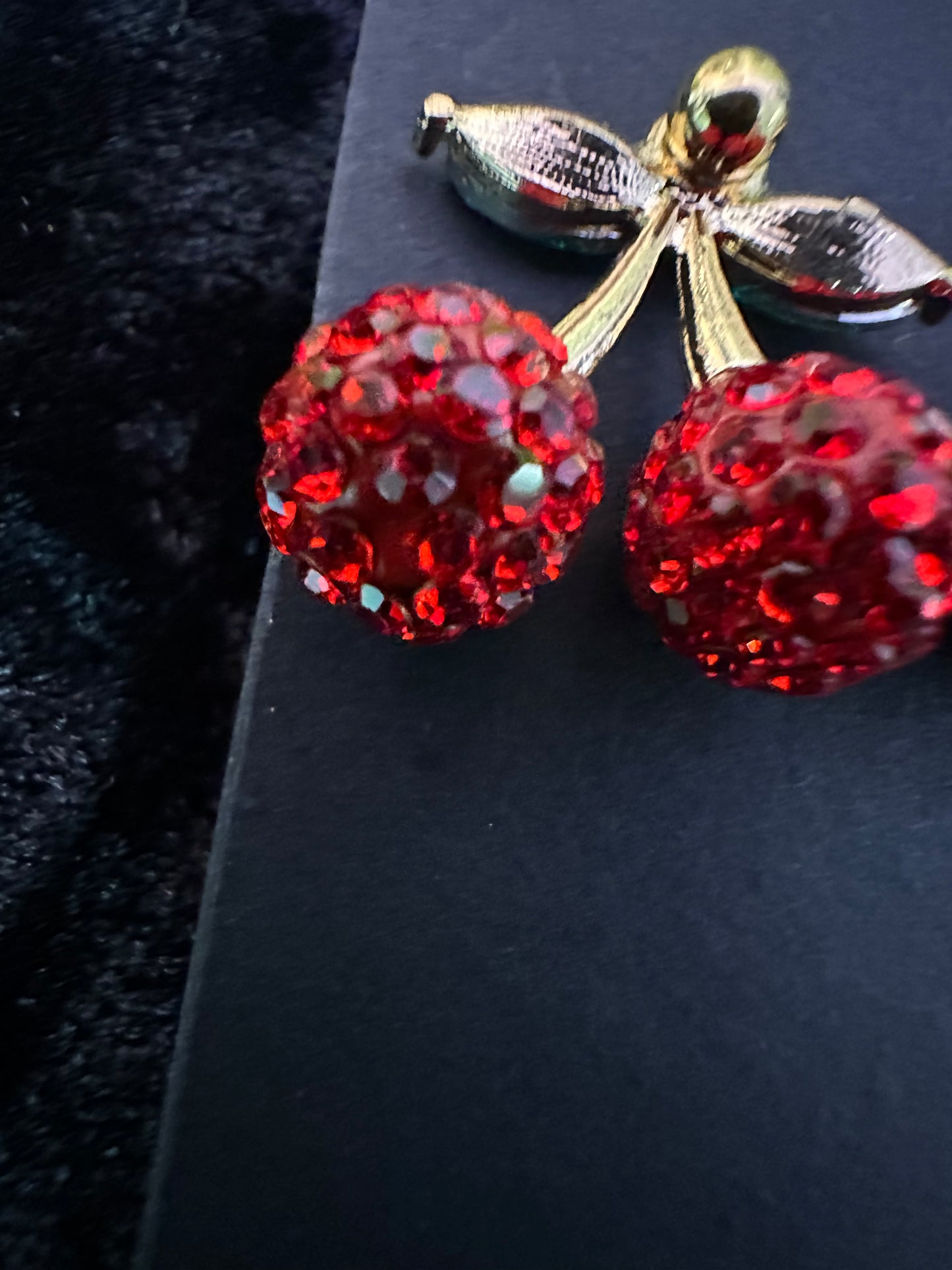 Red Crystal Cherry Baby Embellished Earrings