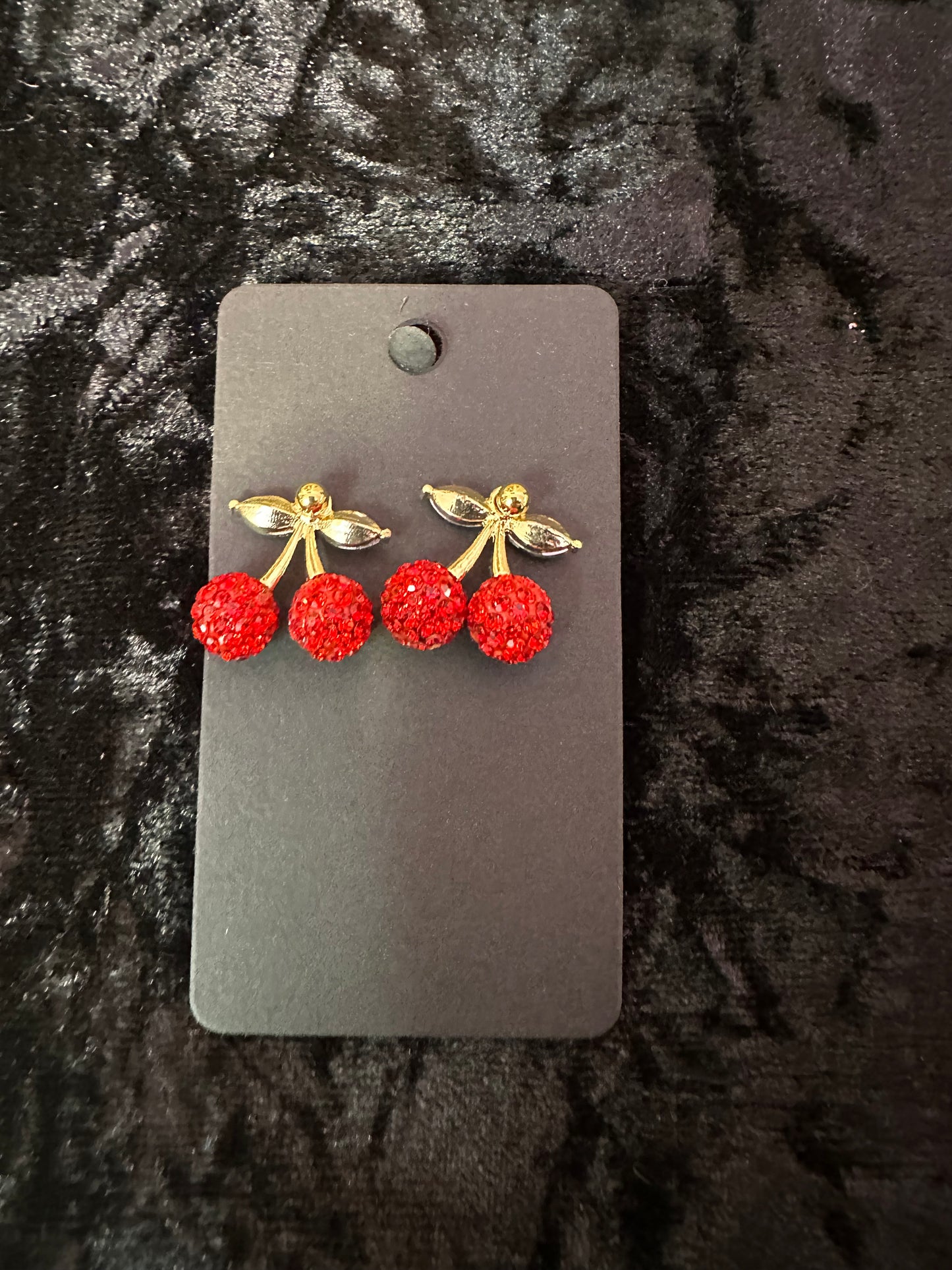 Red Crystal Cherry Baby Embellished Earrings
