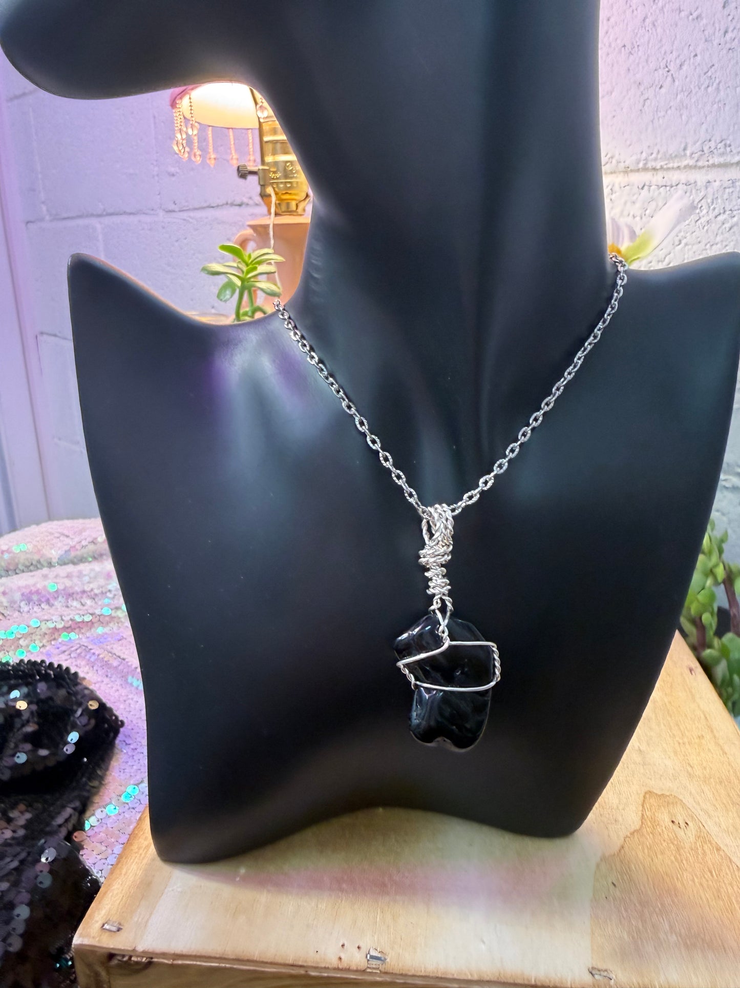 Black Tourmaline crystal pendant