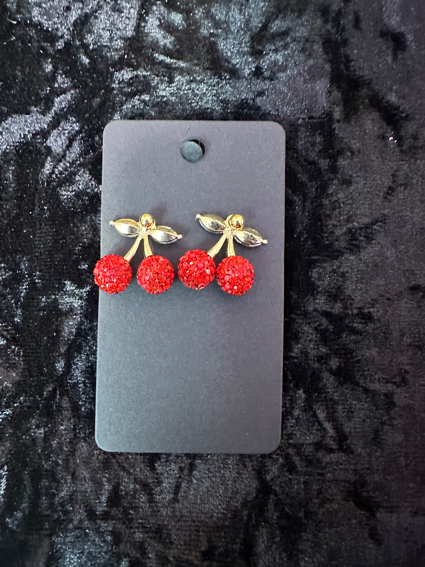 Red Crystal Cherry Baby Embellished Earrings