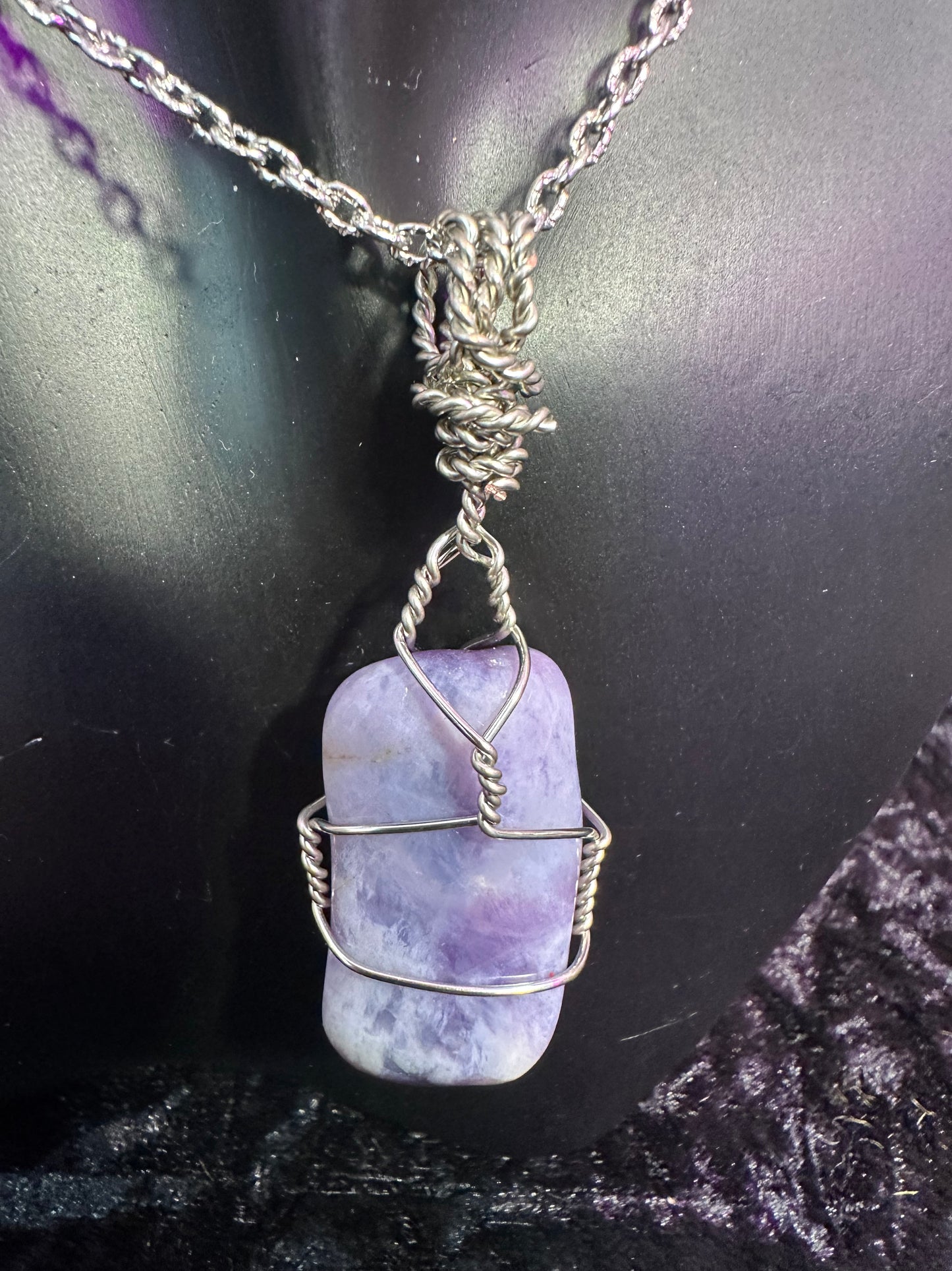 Chevron hand wrapped Crystal pendant