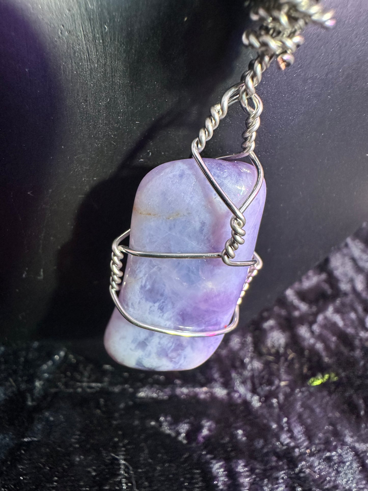 Chevron hand wrapped Crystal pendant