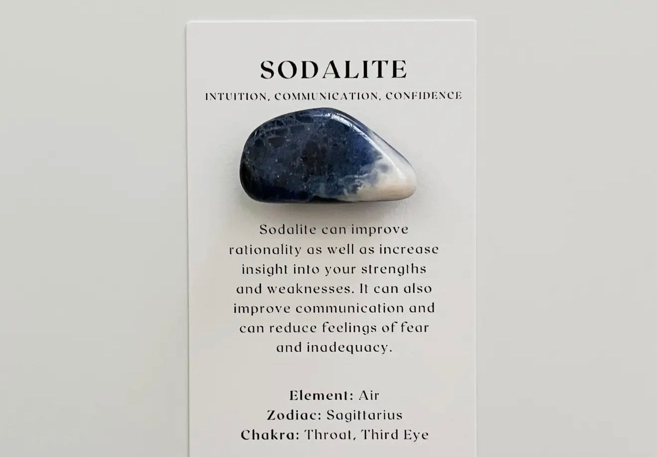 Pocket Sodalite Tumbled Crystal with Information Card