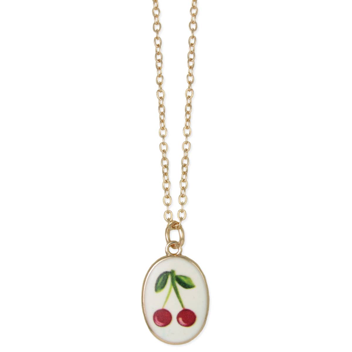 Cherry Vintage Enamel Cherries Gold Necklace