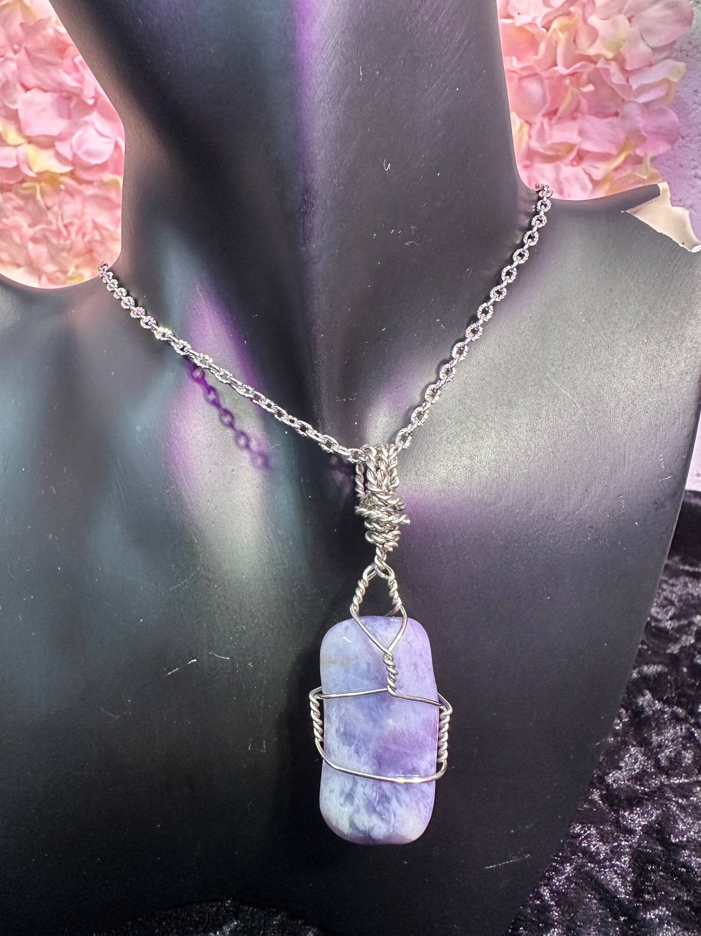 Chevron hand wrapped Crystal pendant