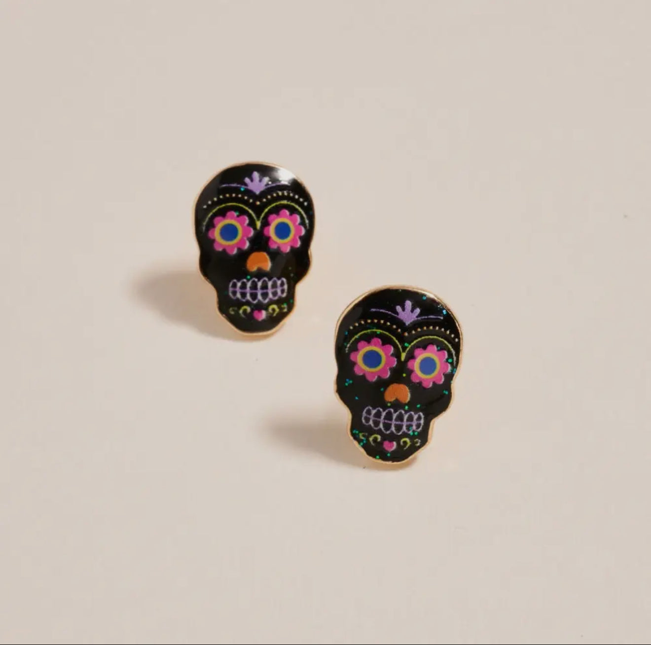 Black Dia de Los Muertos earrings