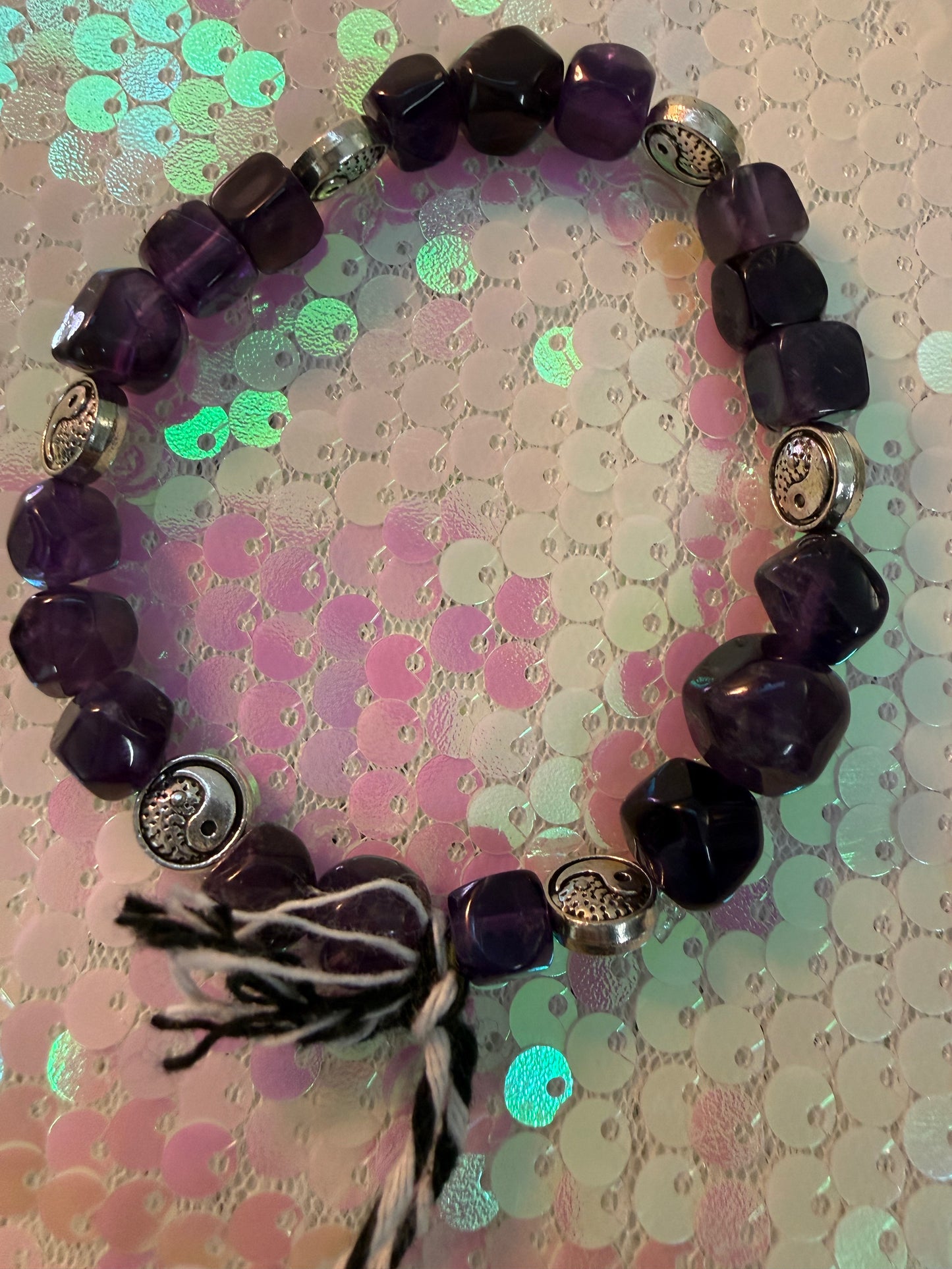 Amethyst A Grade yin yang bracelet