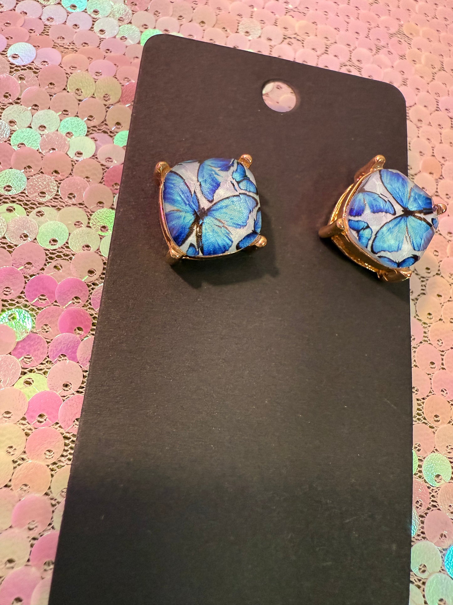 Blue dream butterfly stud earrings