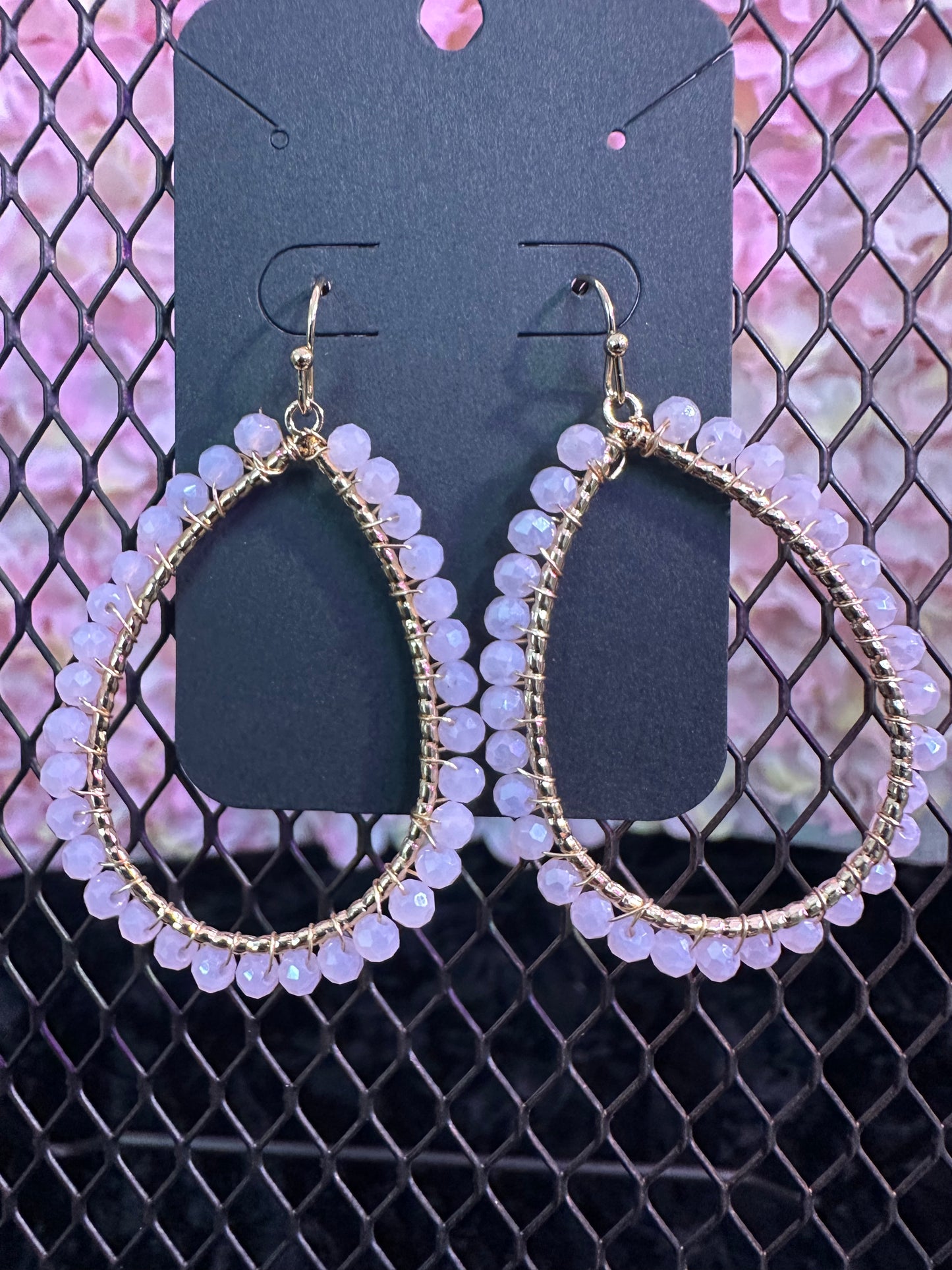 Rose Quartz Gold hoop earrings