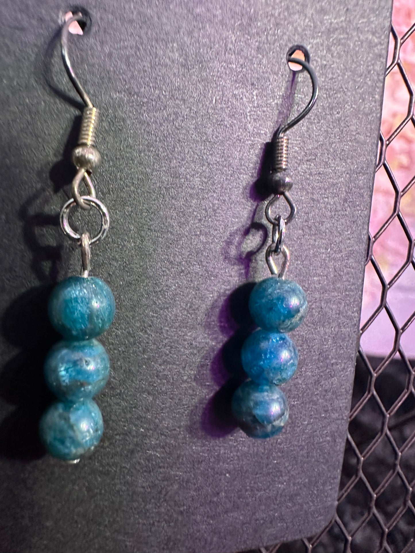 Blue Apatite Handmade Crystal Earrings