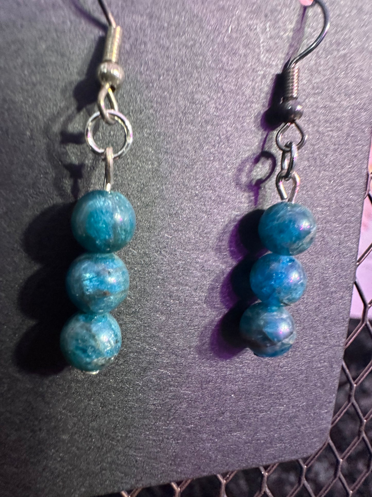 Blue Apatite Handmade Crystal Earrings