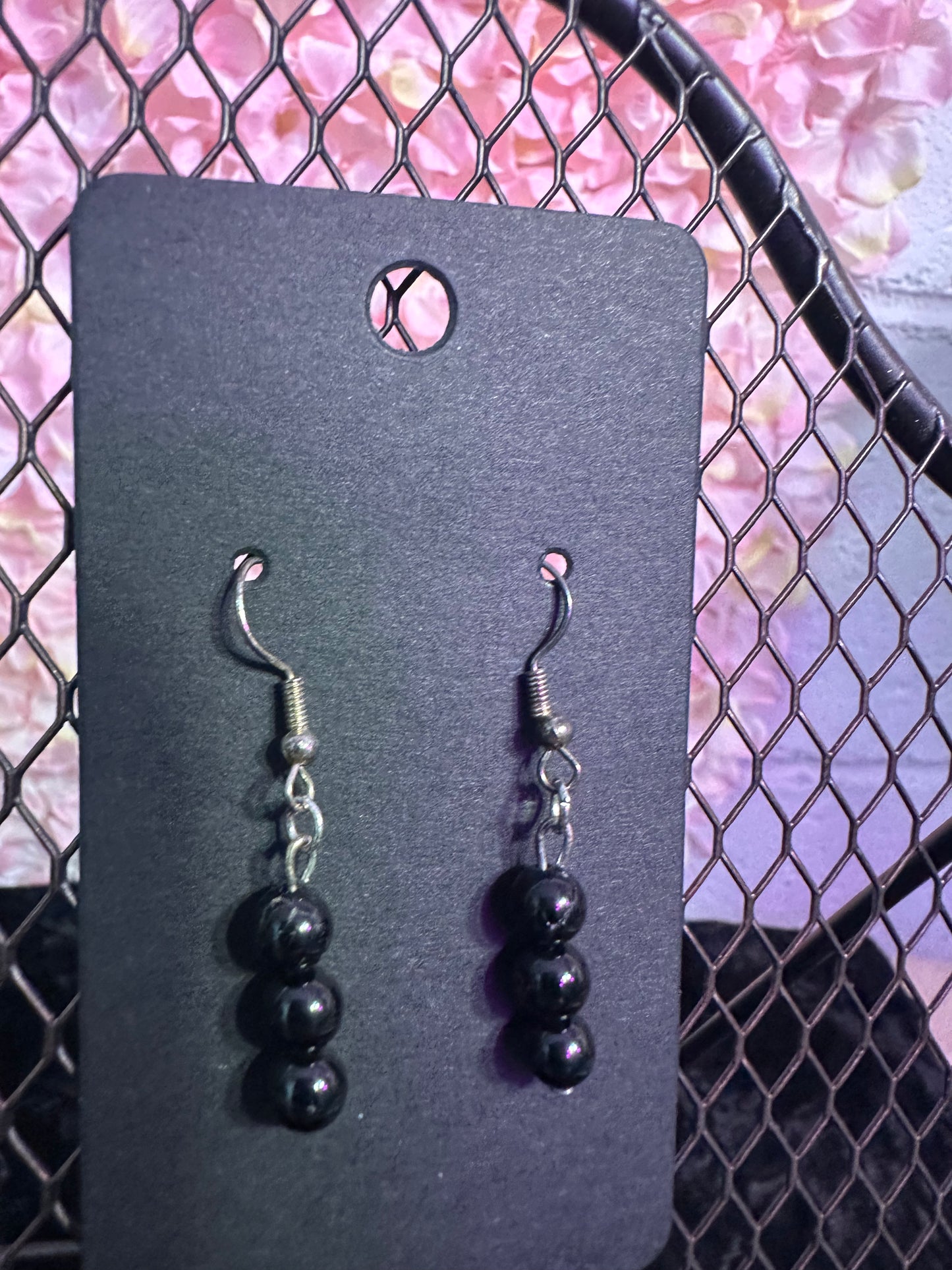 Black onyx handmade dangle earrings