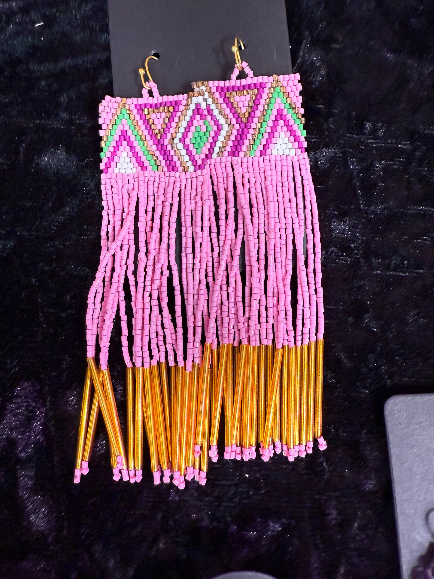 Pink Gold Beaded earrings