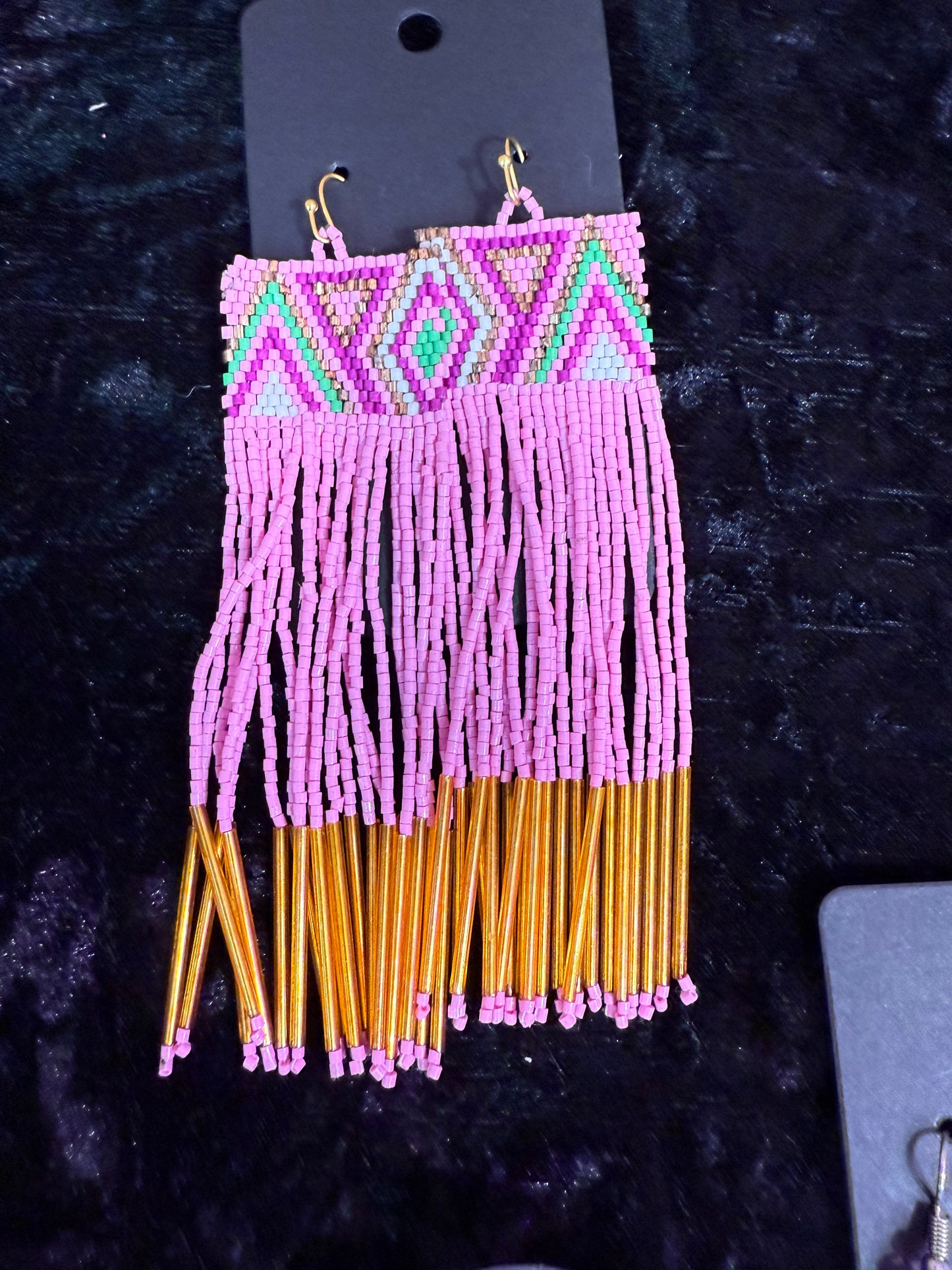 Pink Gold Beaded earrings