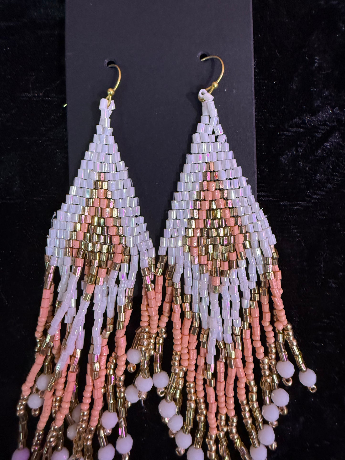 Peach harvest beaded earrings