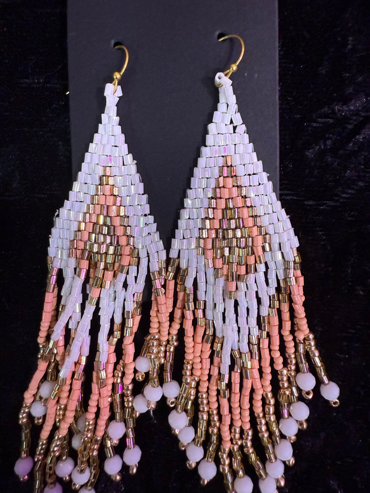 Peach harvest beaded earrings