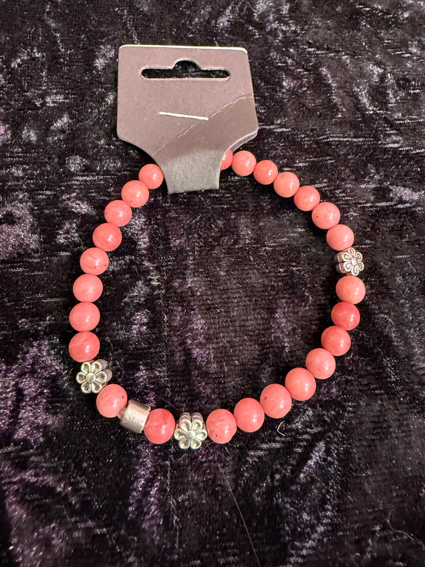 Rhodochrosite Flower Crystal Bracelet