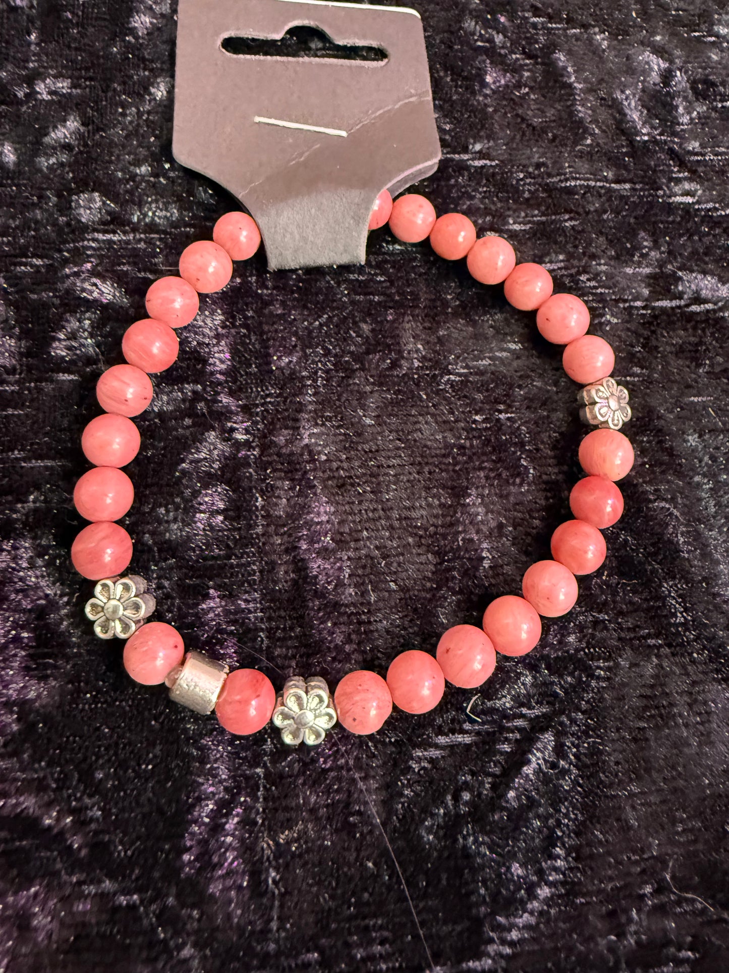 Rhodochrosite Flower Crystal Bracelet