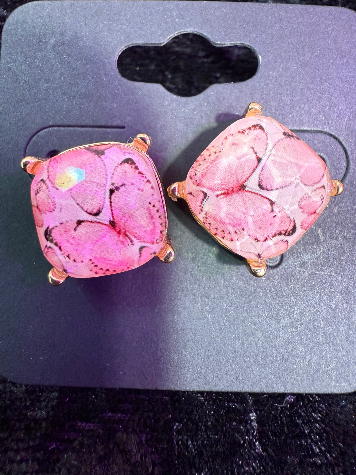 Pink butterfly Dream stud earrings