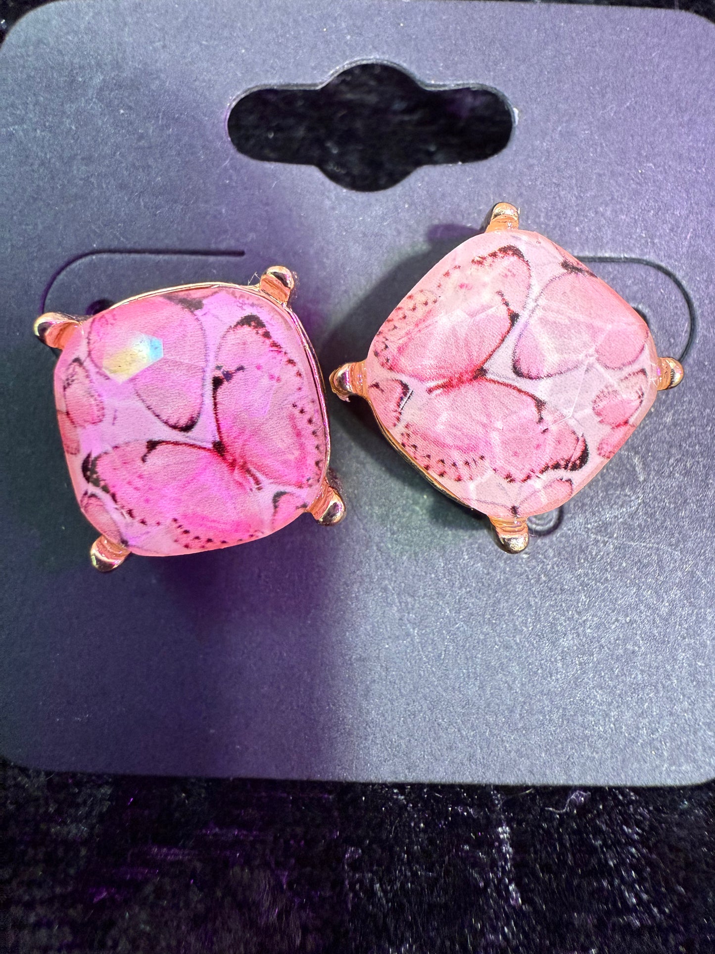 Pink butterfly Dream stud earrings