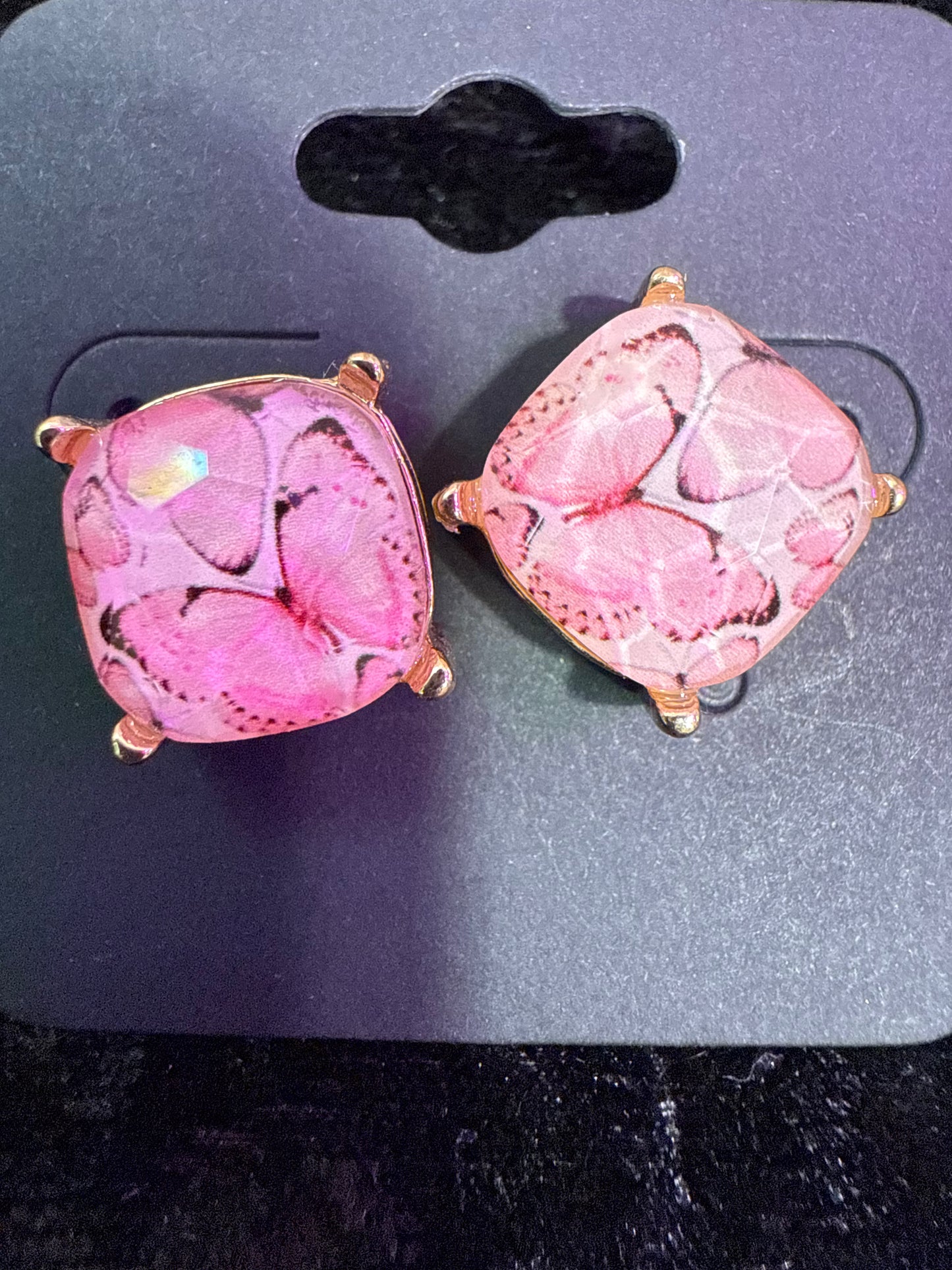 Pink butterfly Dream stud earrings