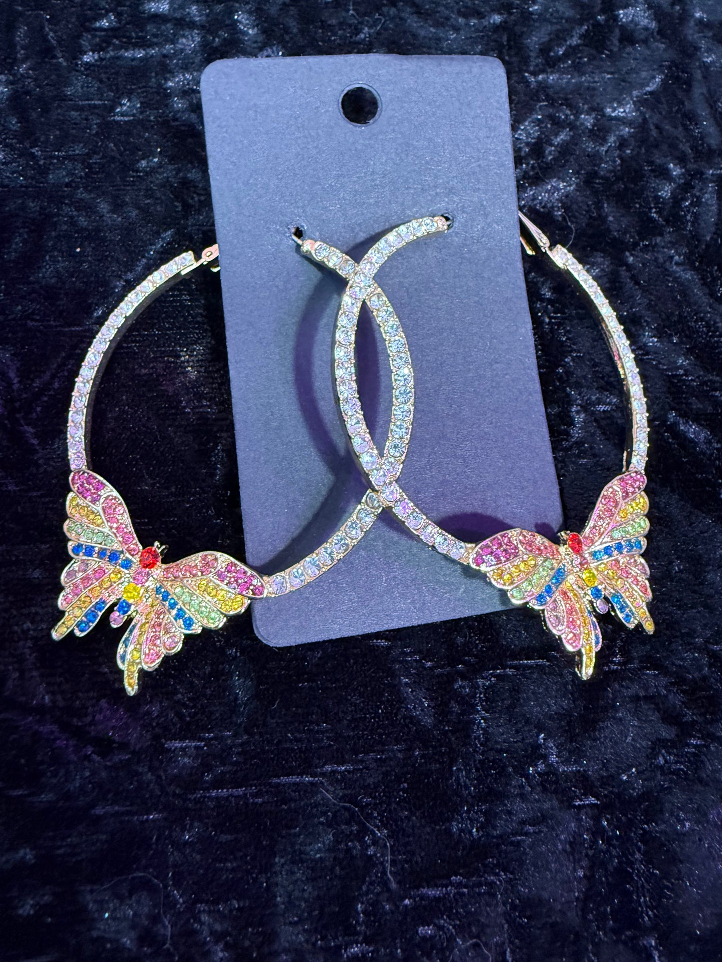 Butterfly hoops earrings