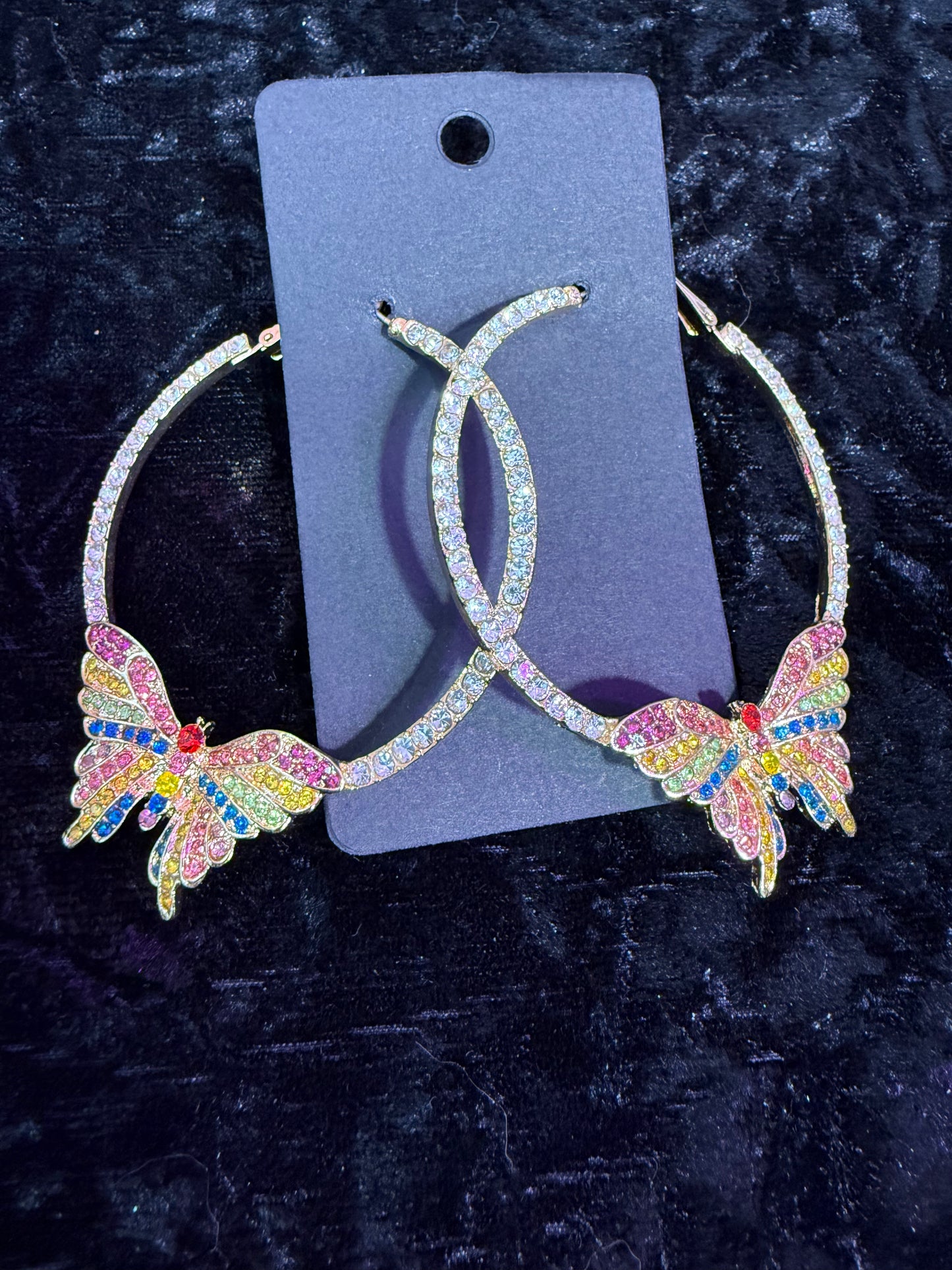 Butterfly hoops earrings
