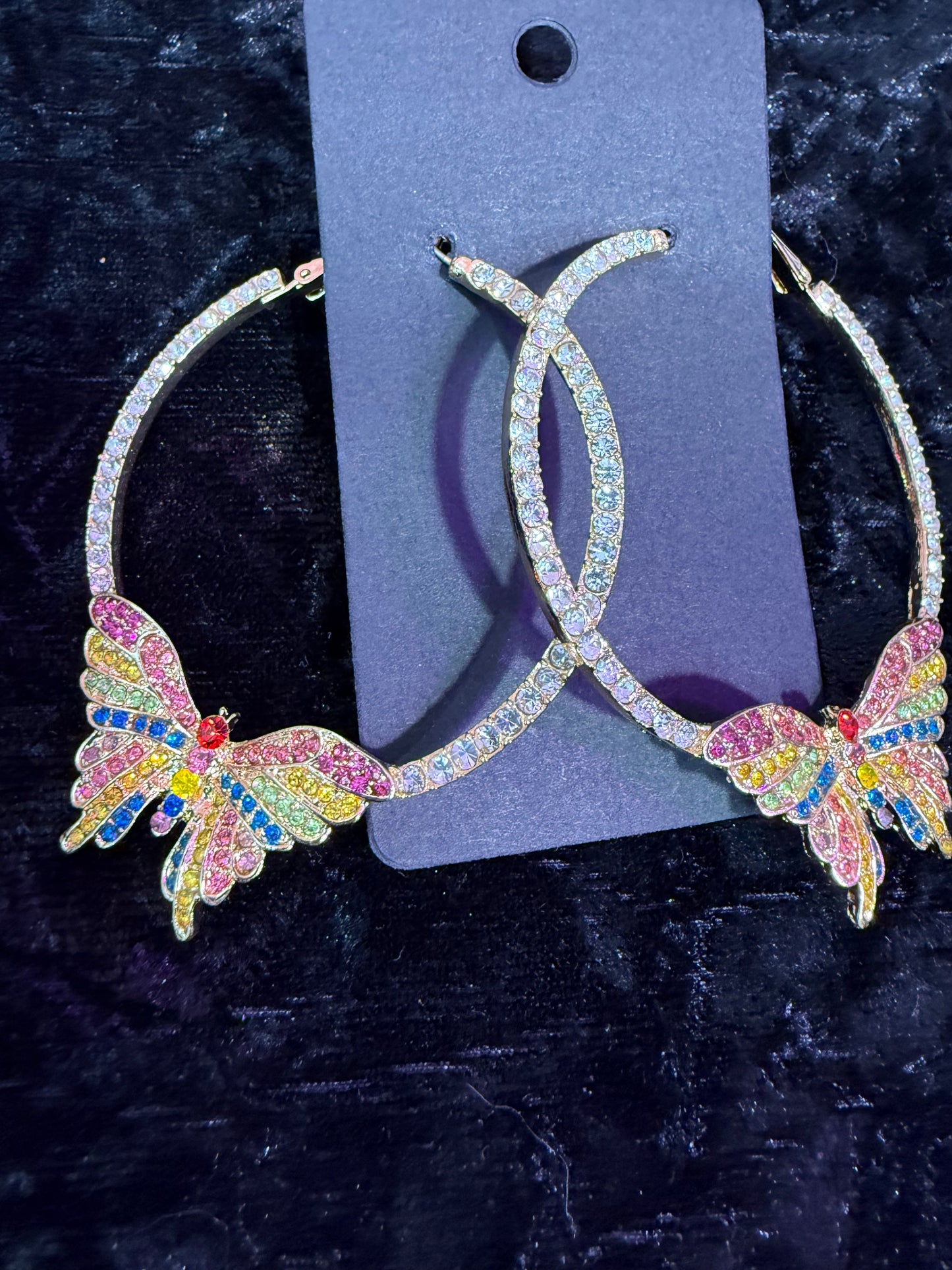 Butterfly hoops earrings