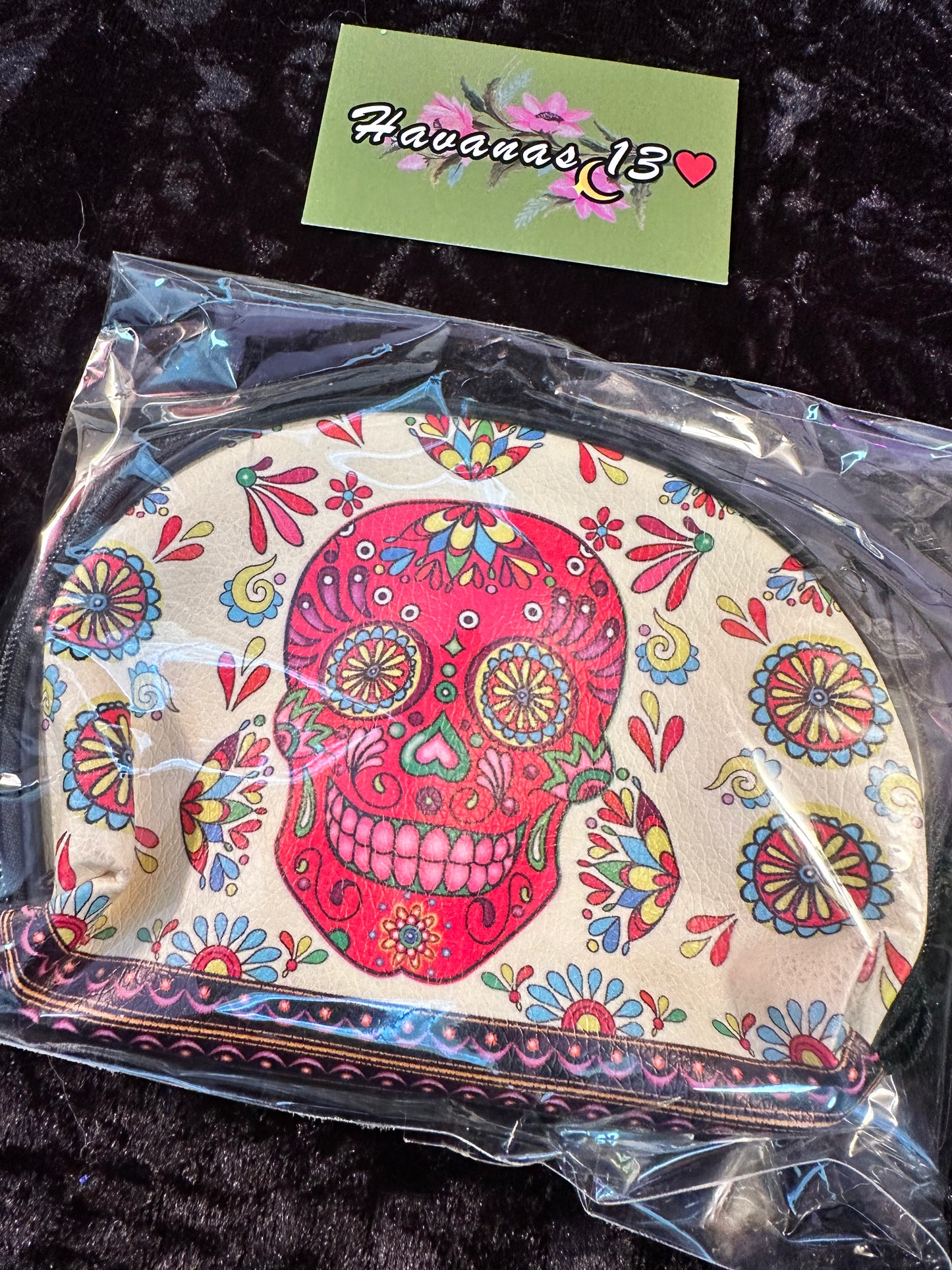Dia De Los Muertos Makeup Bag/ Satchel Off White/ Rose