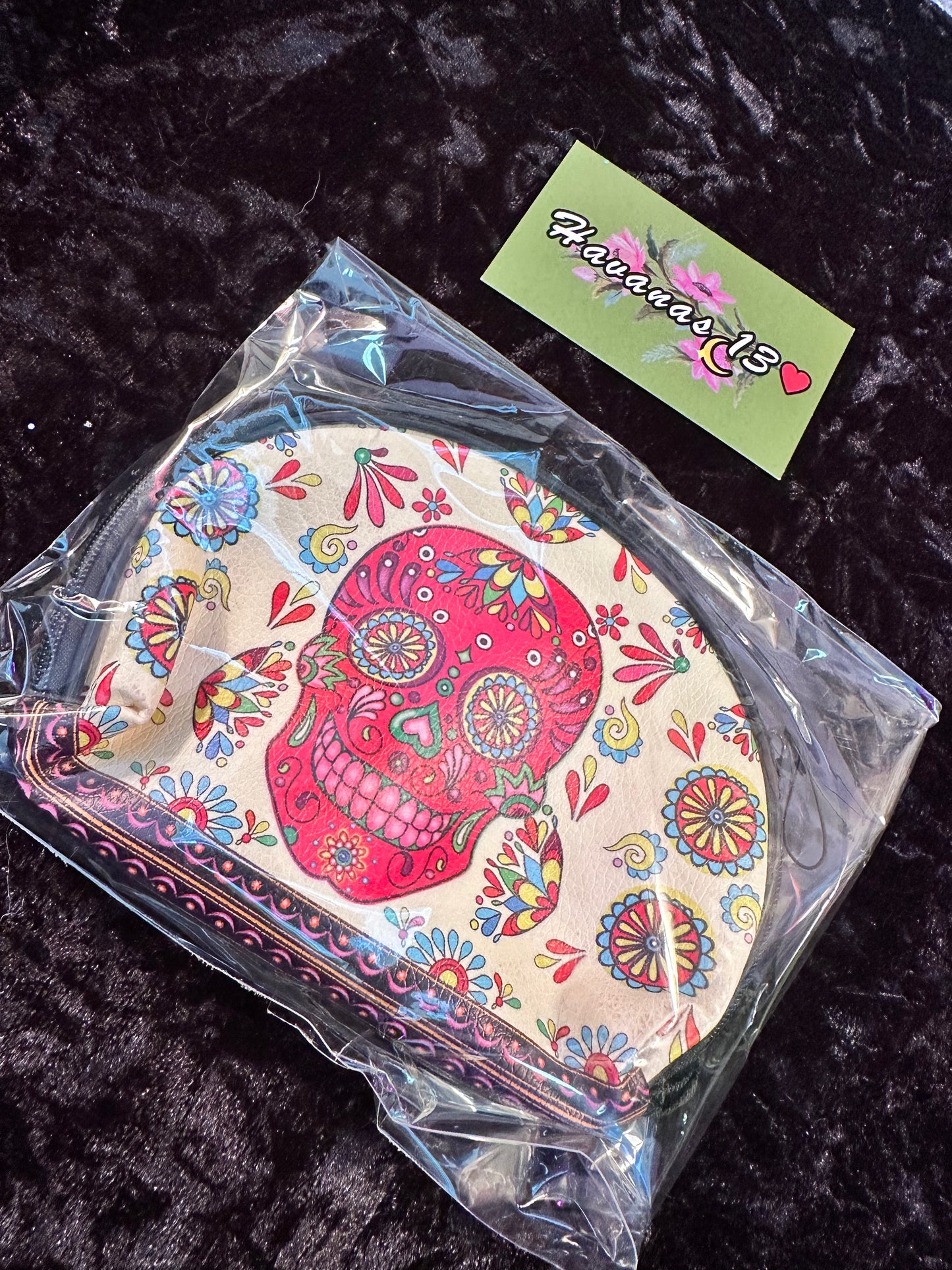 Dia De Los Muertos Makeup Bag/ Satchel Off White/ Rose