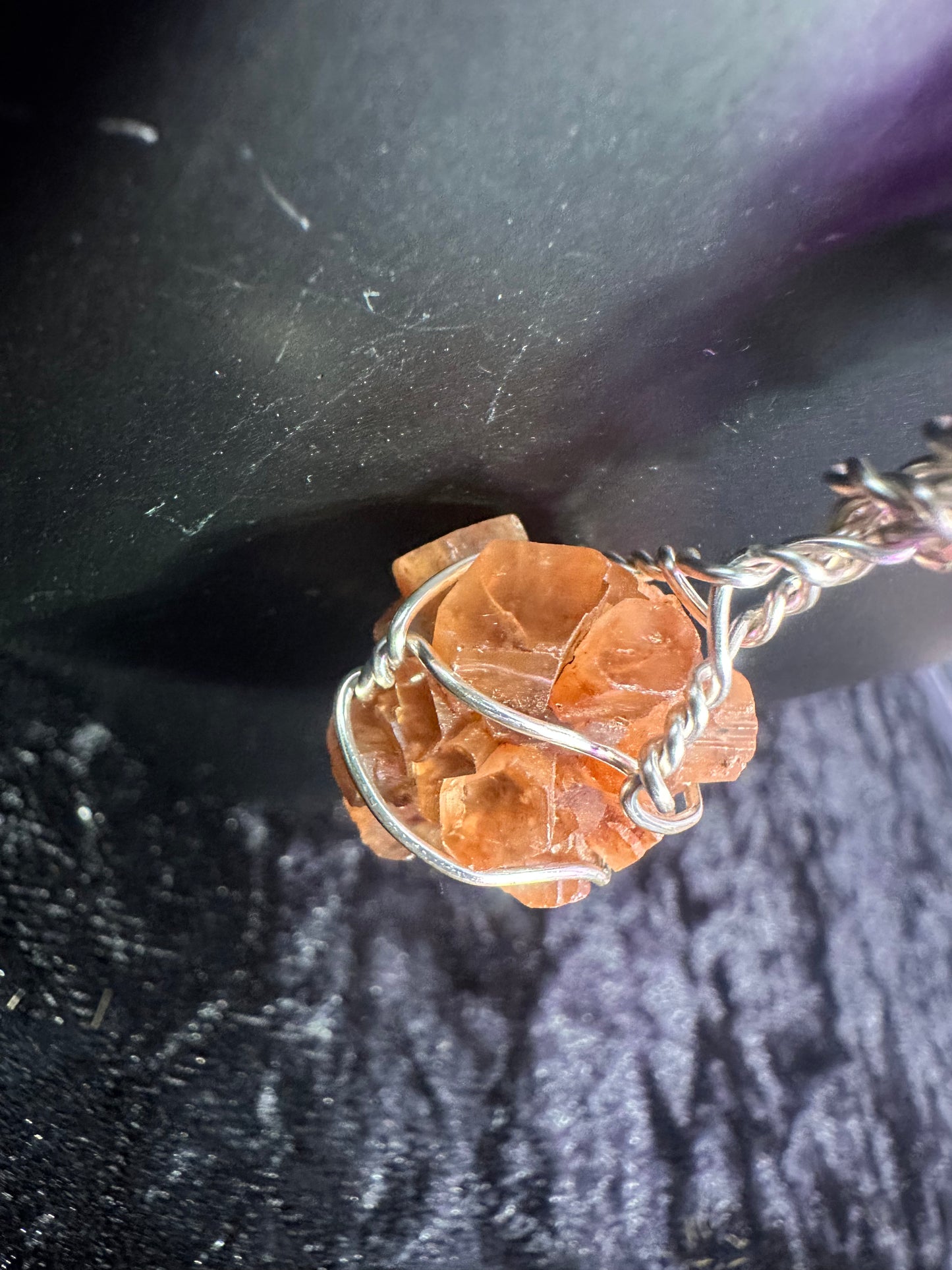 Aragonite handmade Crystal pendant w chain