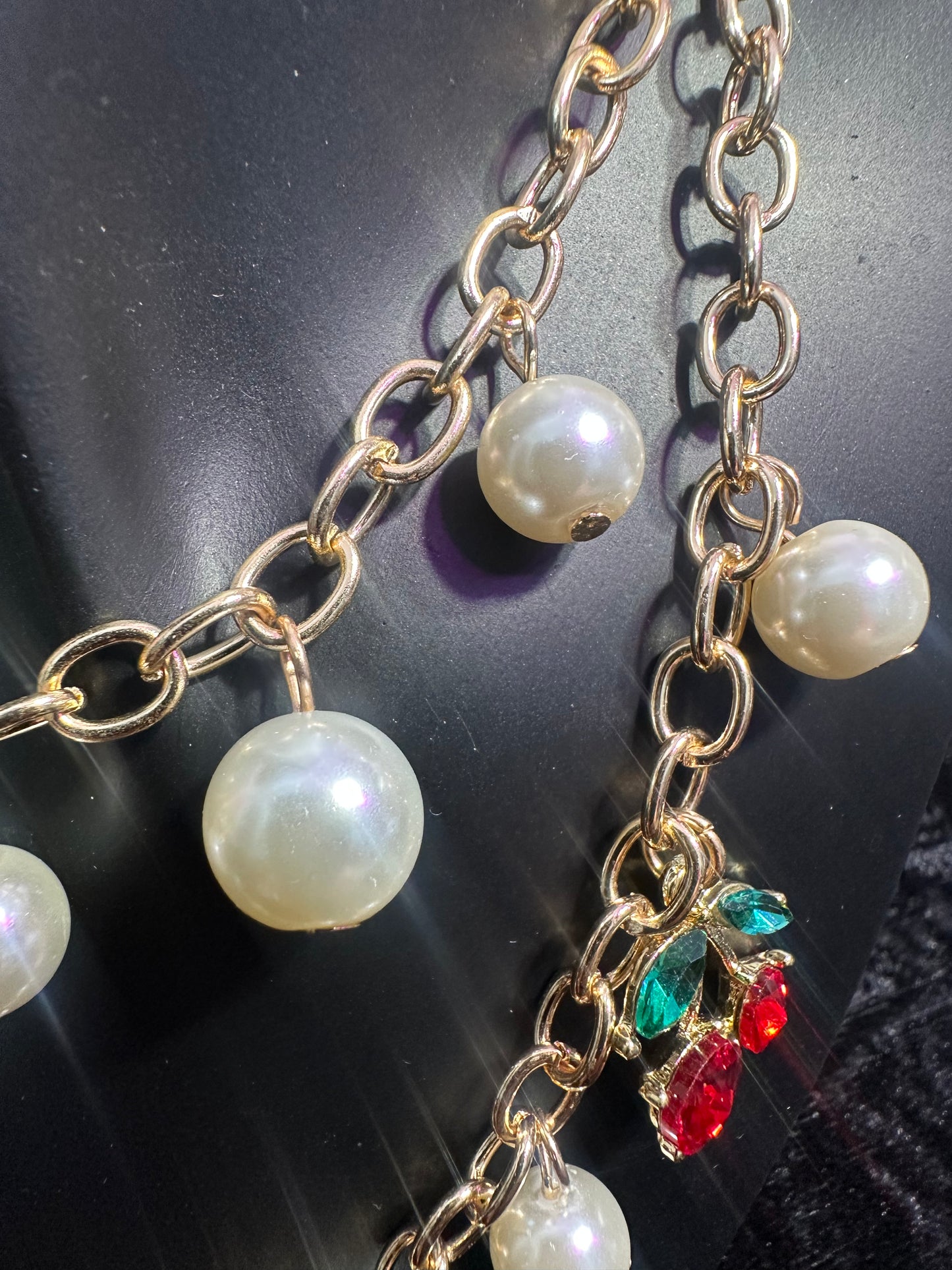 Multi cherry baby pearl beaded necklace