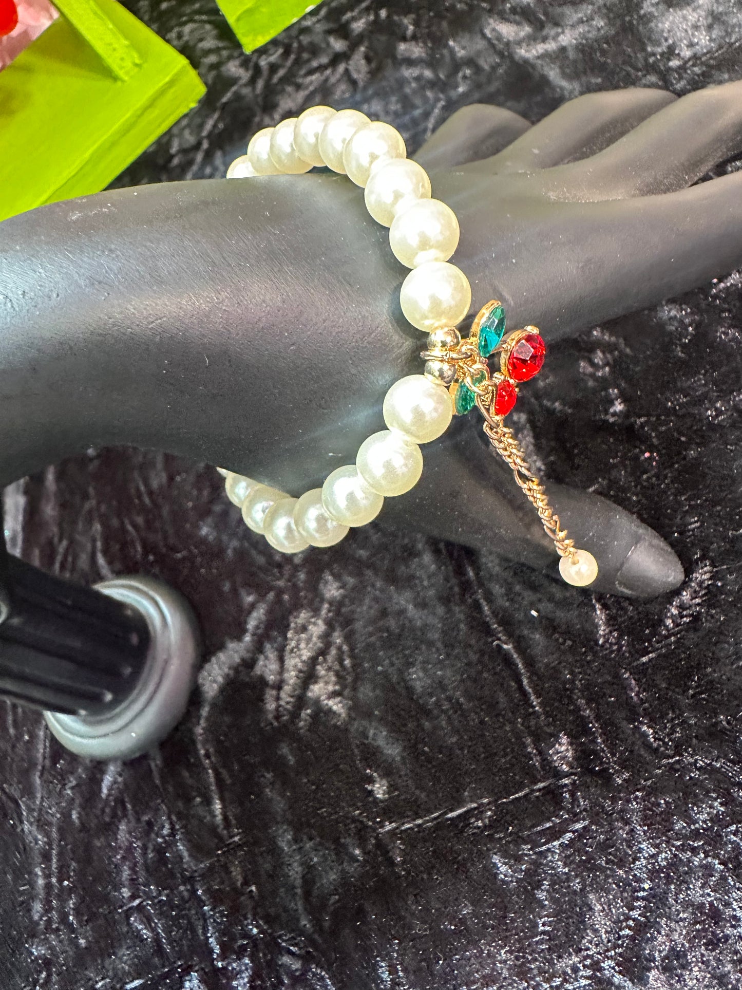 Cherry Baby Crystal Embellished Red Cherry Charm Bracelet