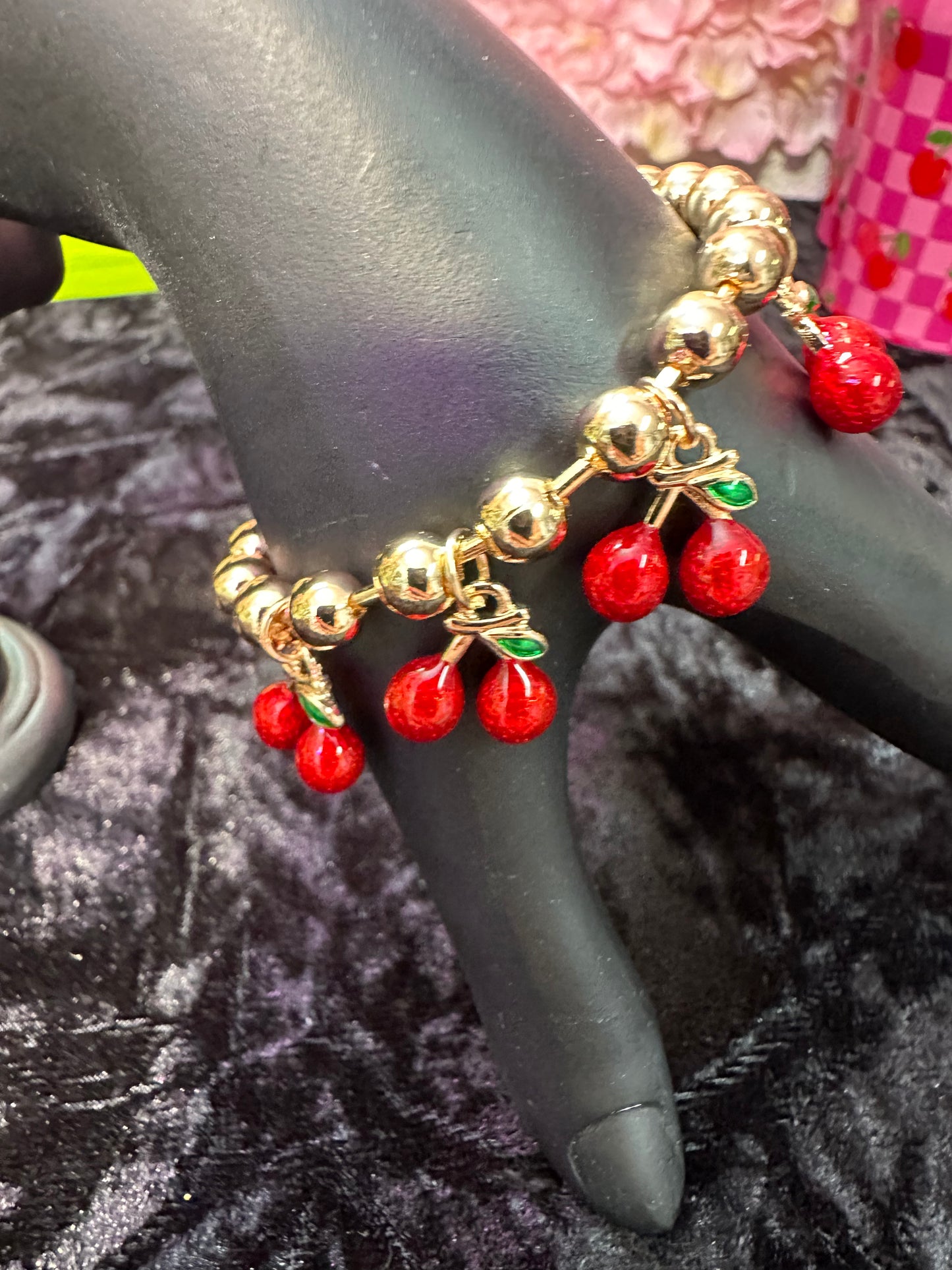 Cherry baby charm bracelet