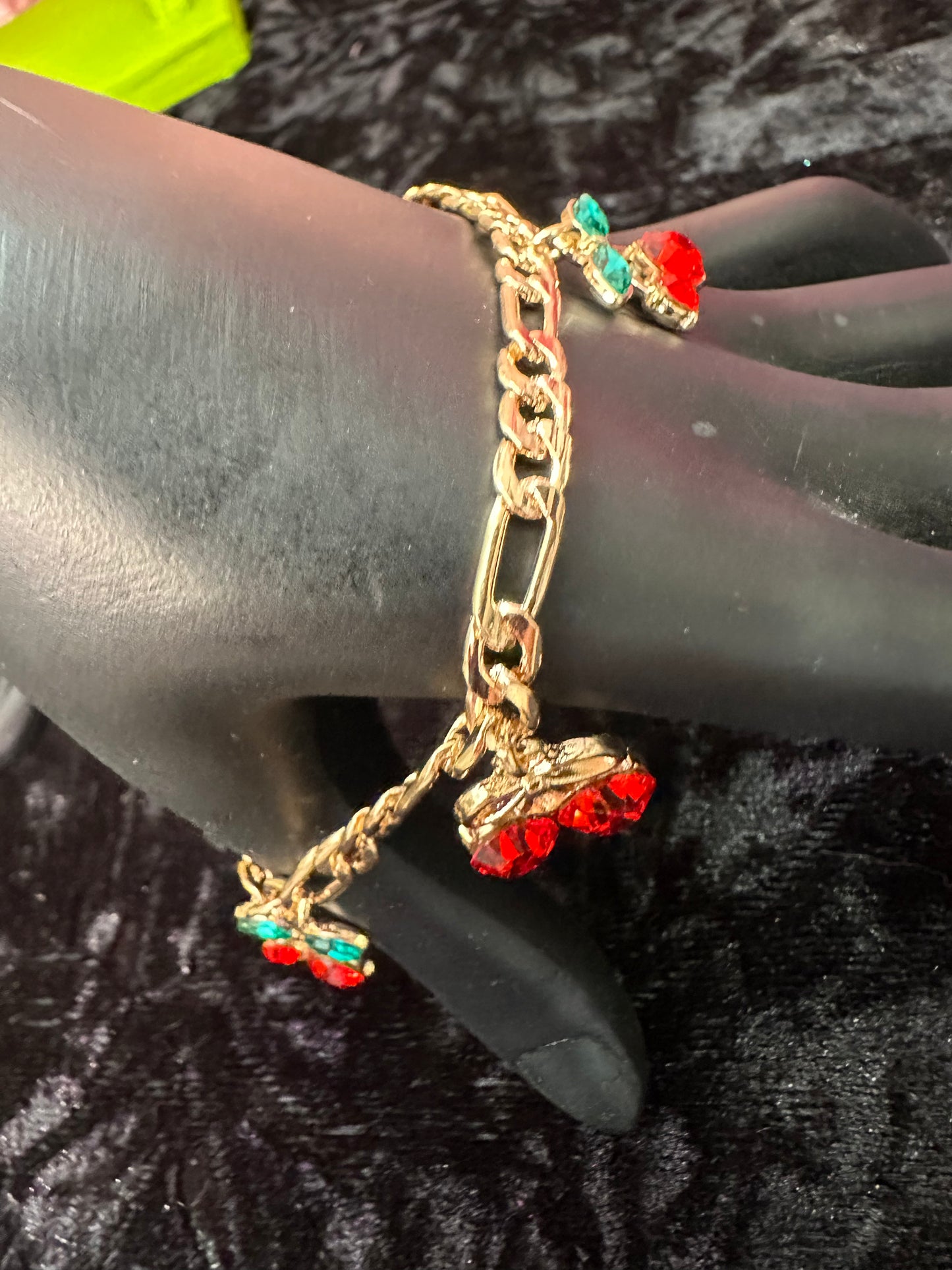 Cherry baby embellished charm bracelet