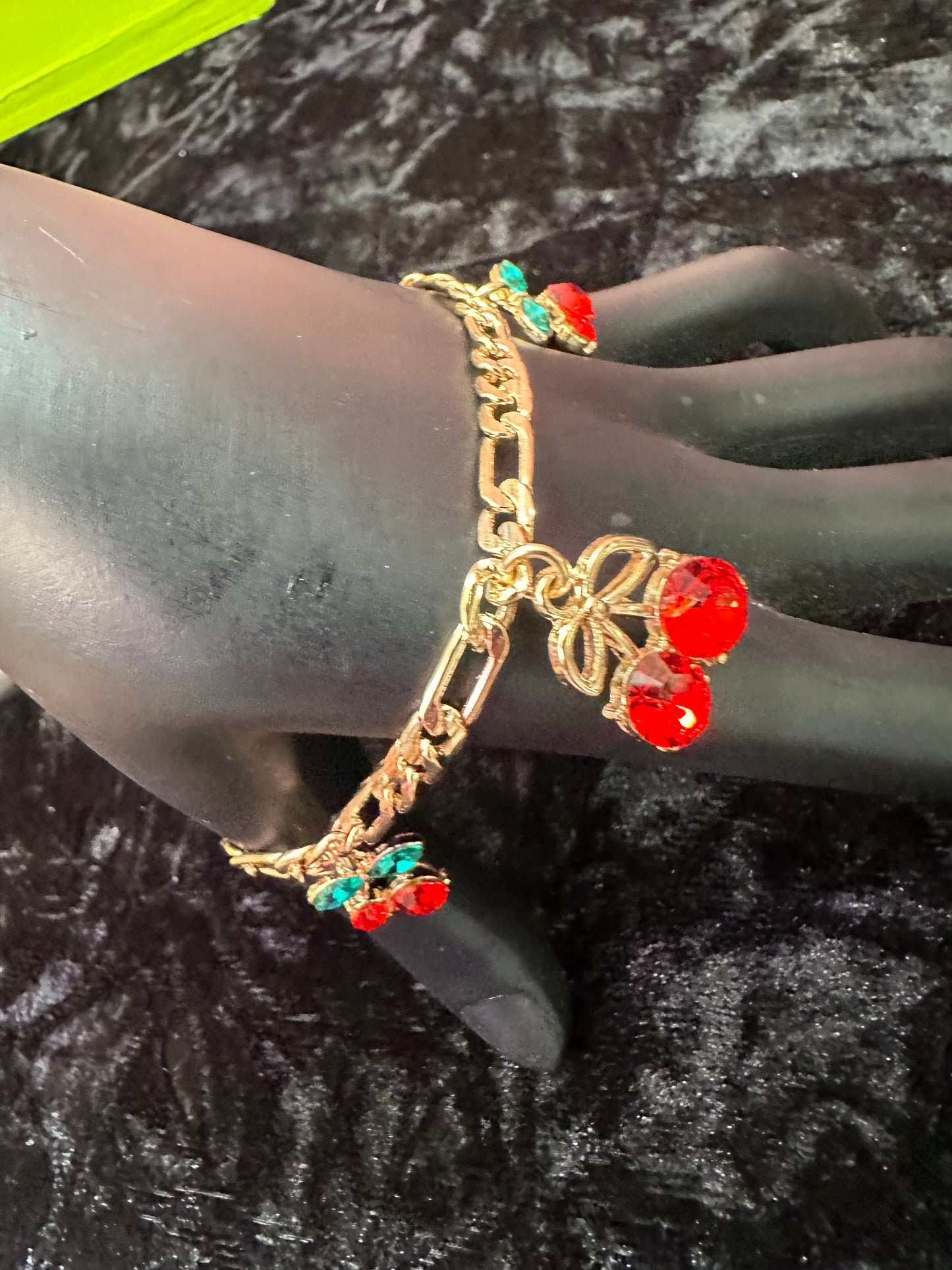 Cherry baby embellished charm bracelet