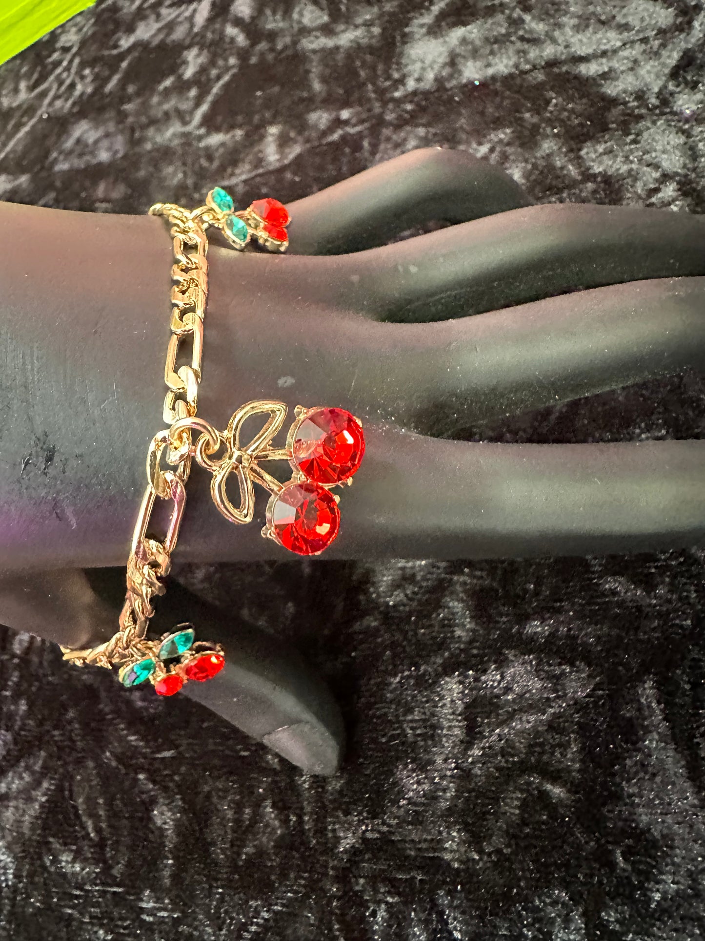 Cherry baby embellished charm bracelet