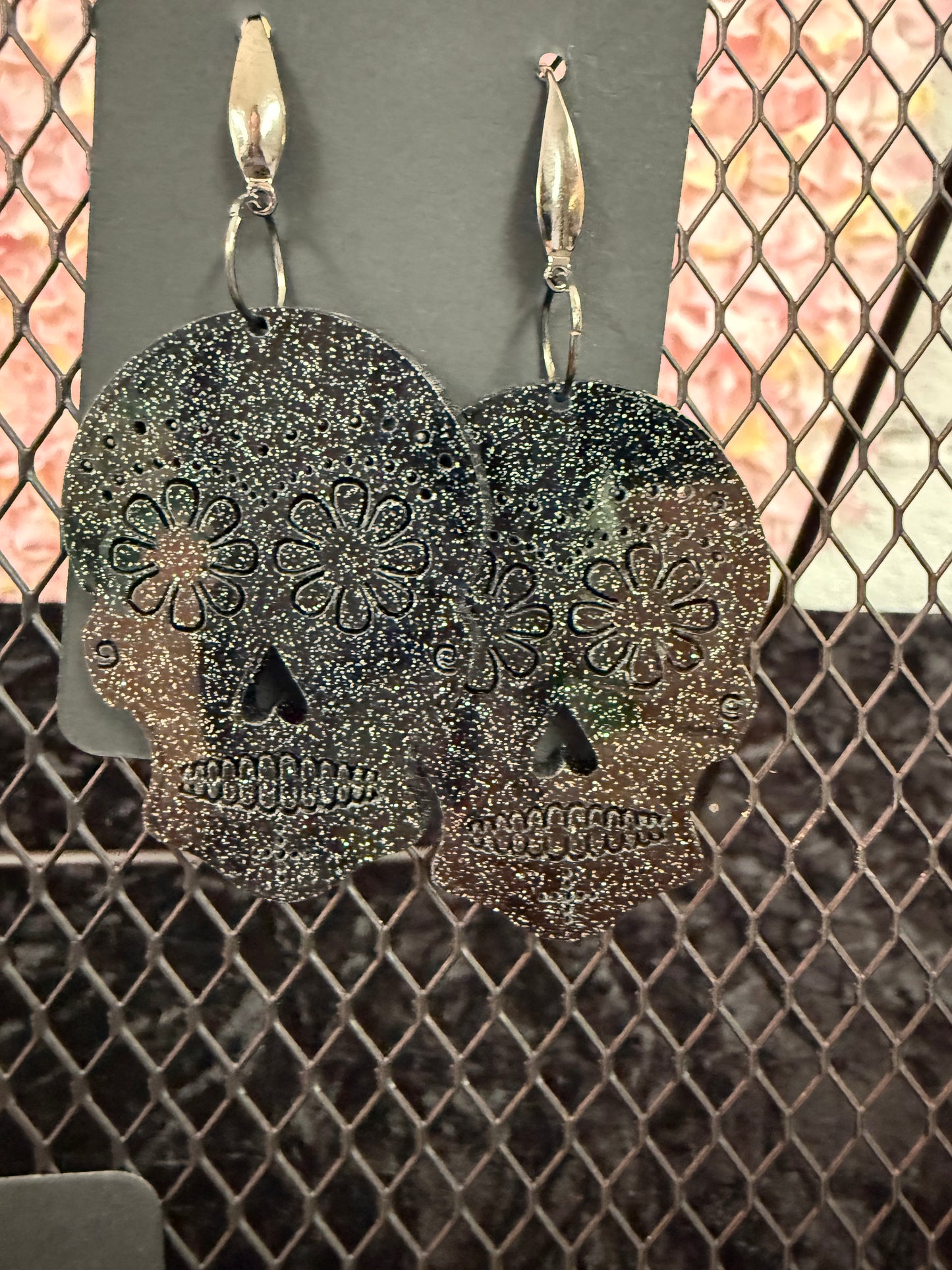 Black earrings Dia de Los Muertos earrings