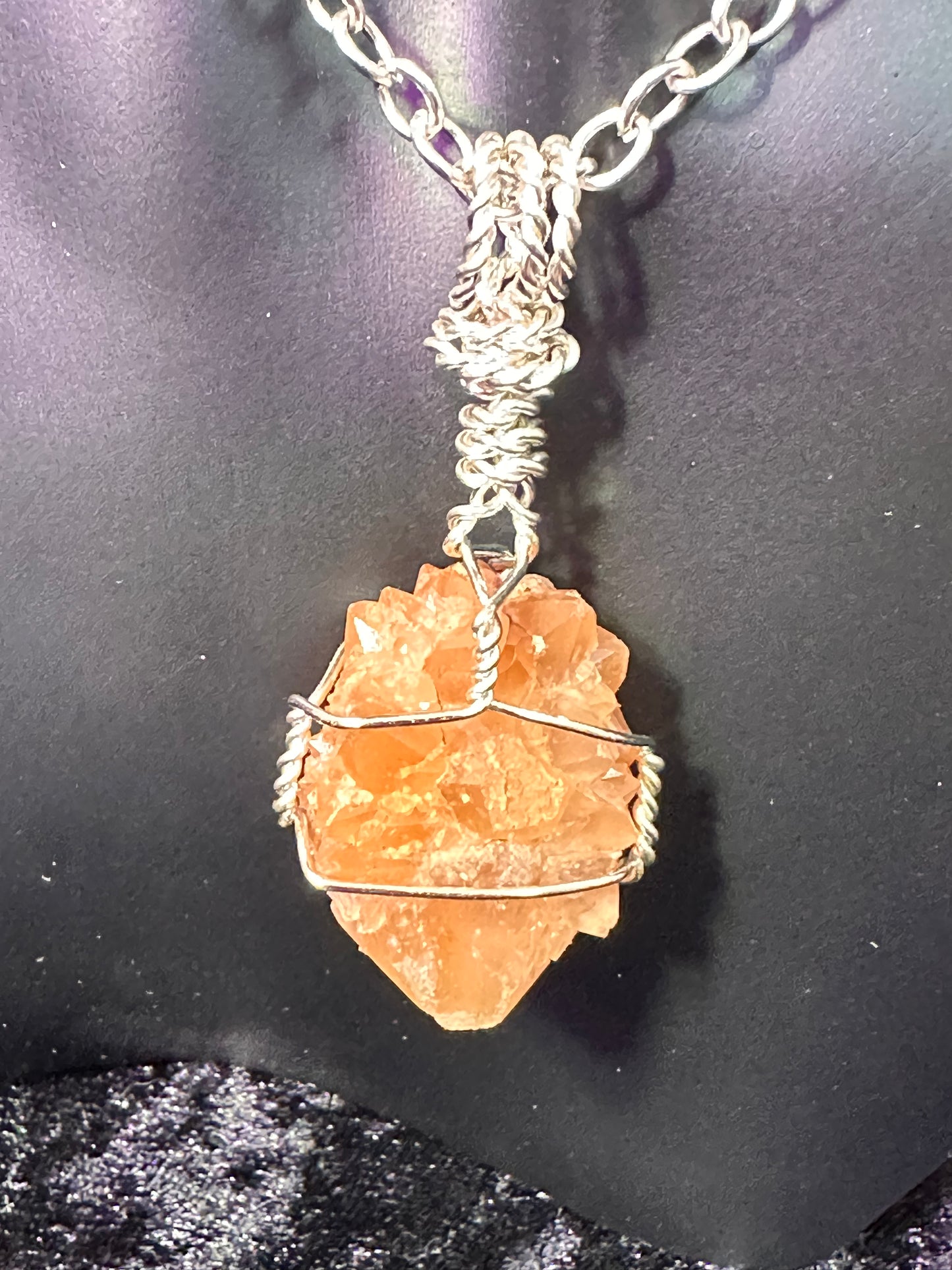 Pecos Diamond Hand wrapped Crystal Pendant