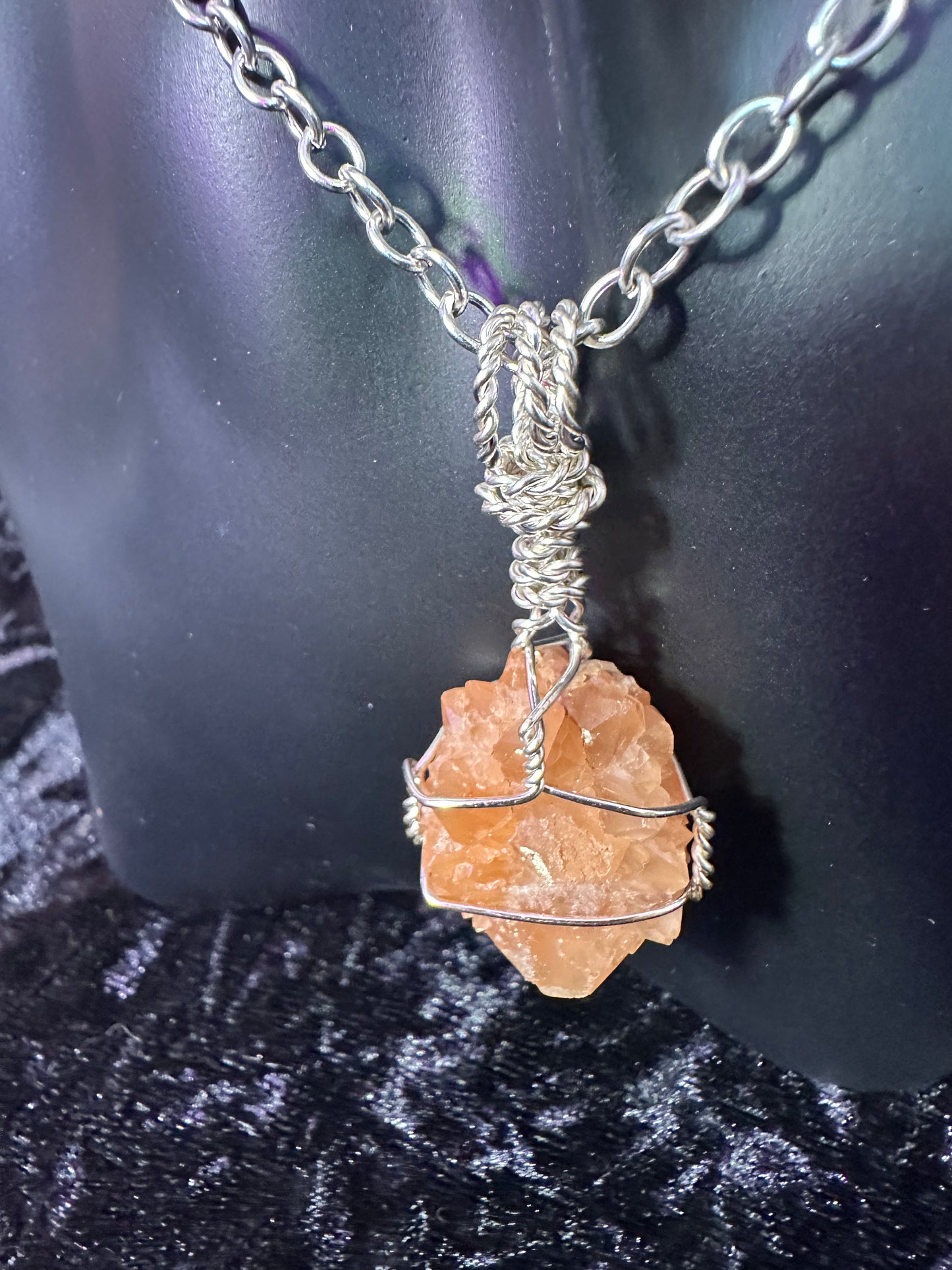 Pecos Diamond Hand wrapped Crystal Pendant