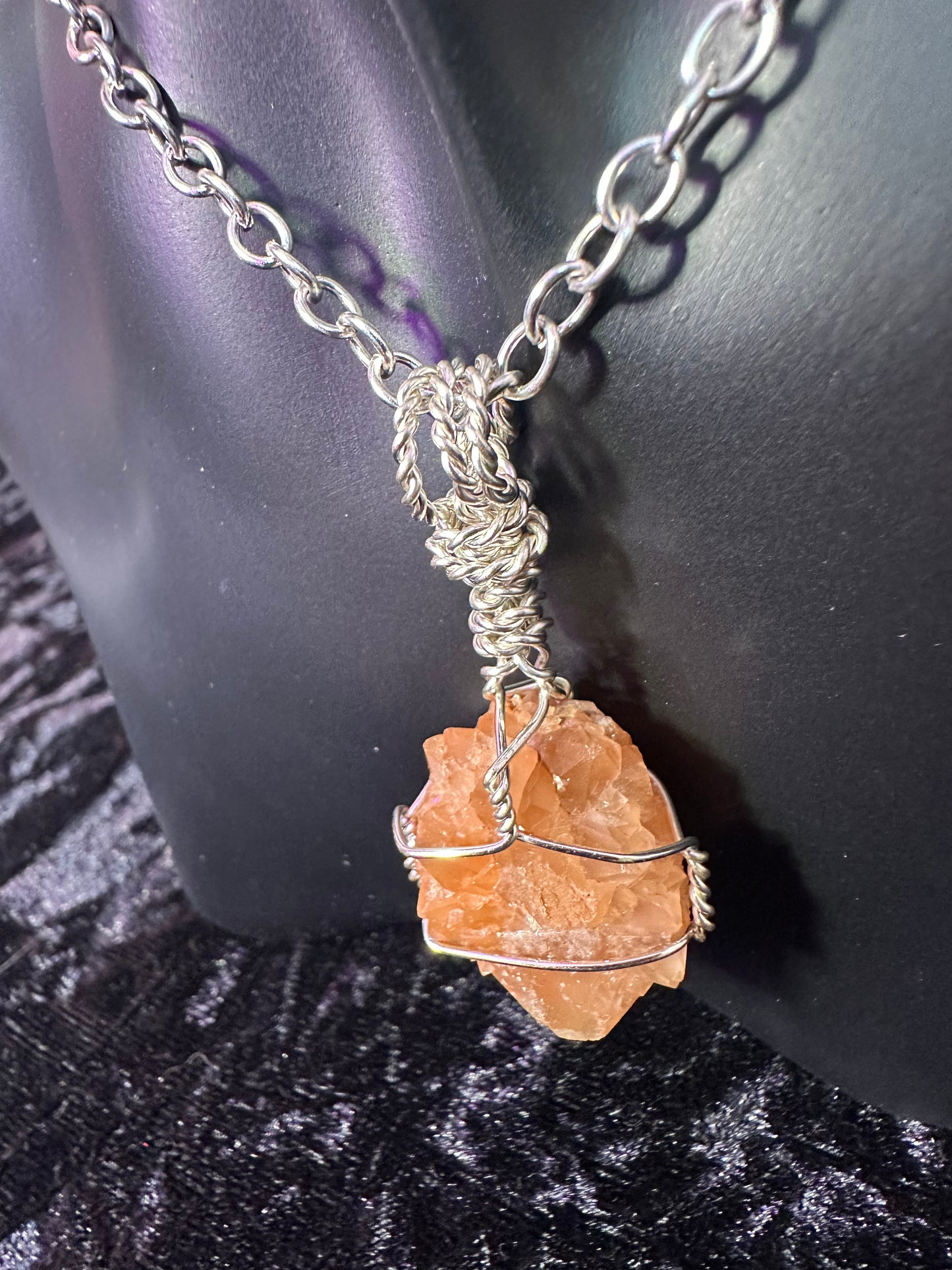 Pecos Diamond Hand wrapped Crystal Pendant