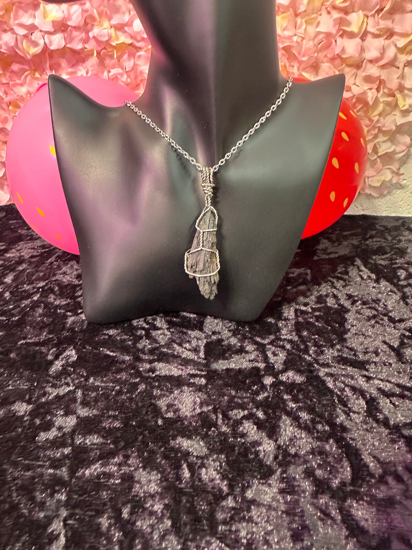 Black kyanite hand wrapped Crystal pendant