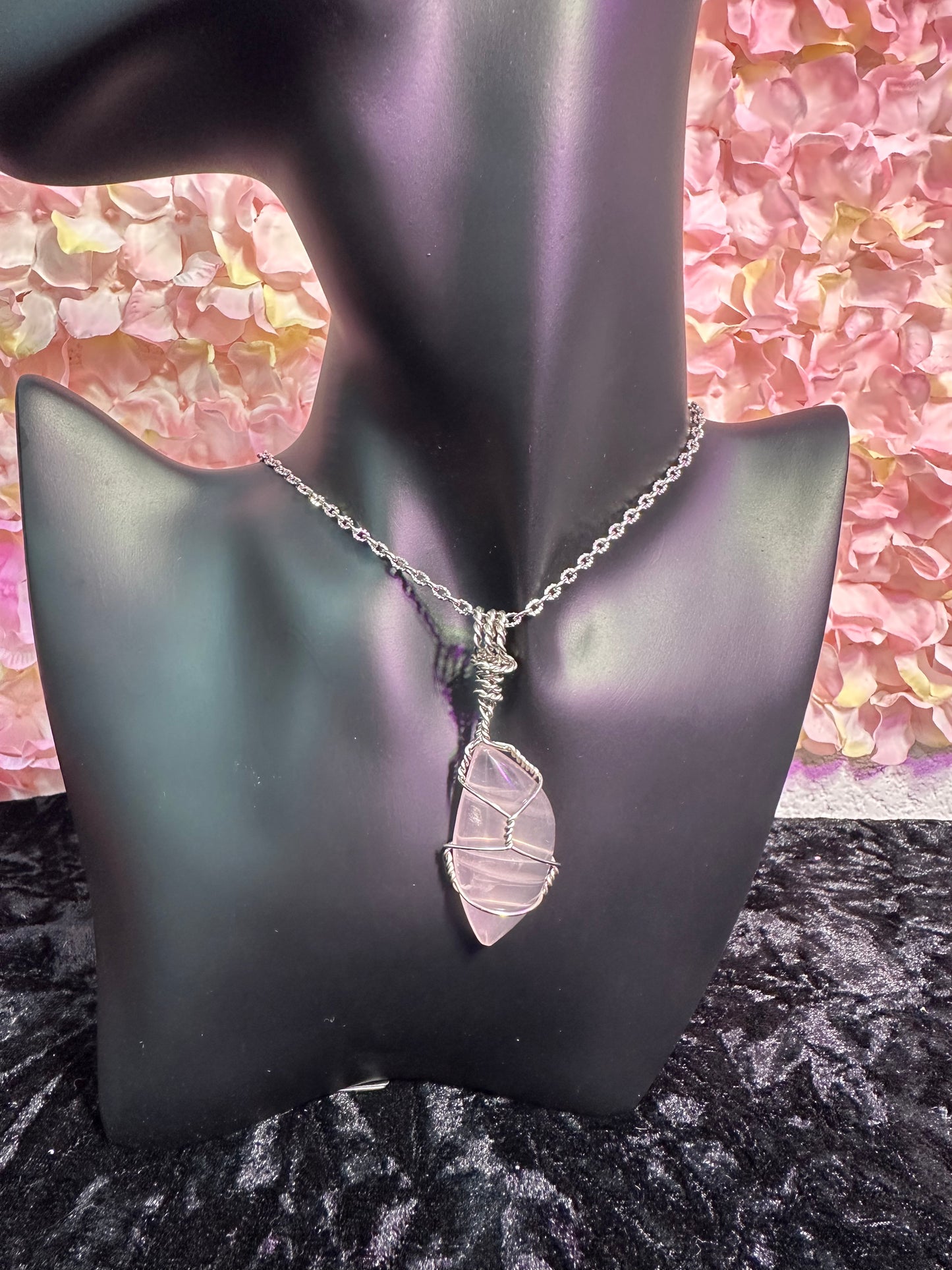 Rose Quartz Hand wrapped Crystal pendant