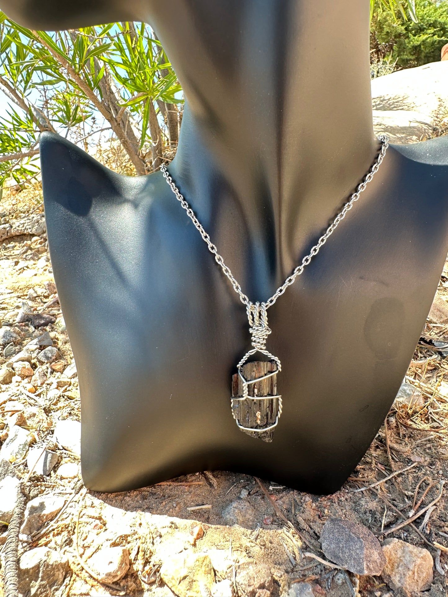 Black tourmaline handmade pendant