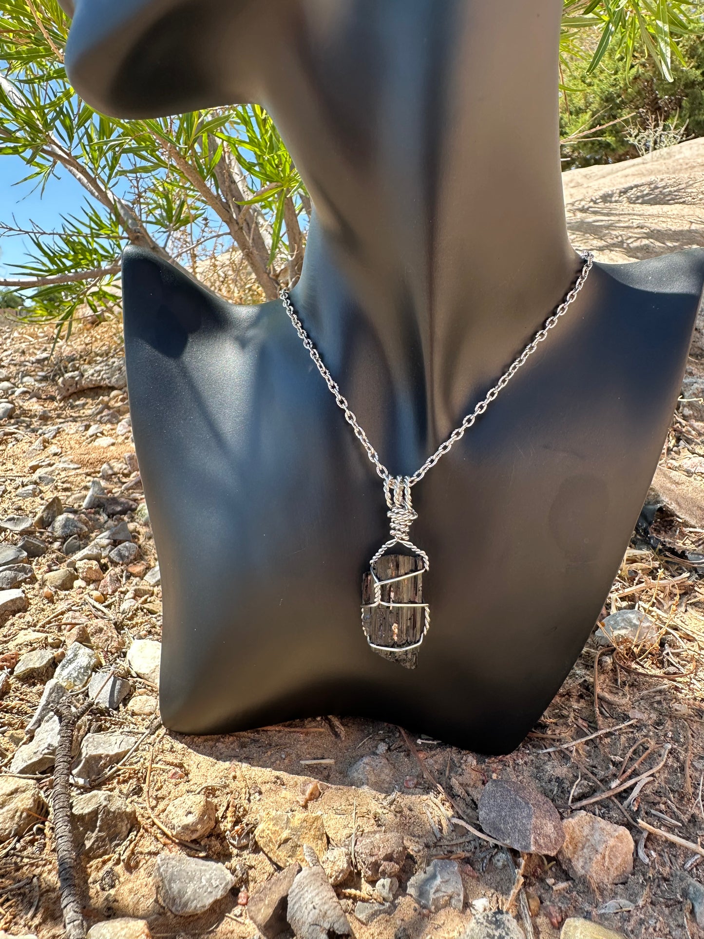 Black tourmaline handmade pendant