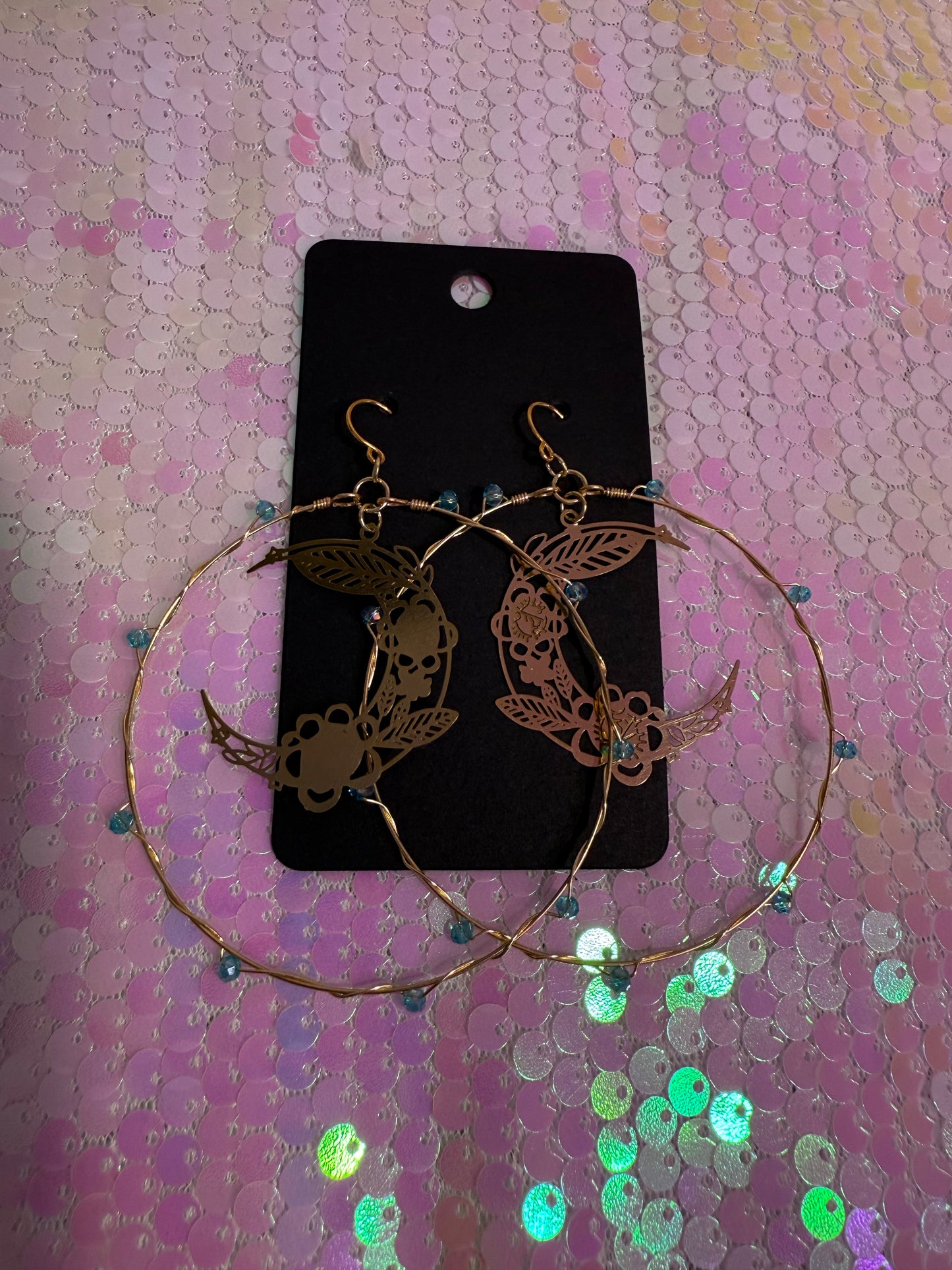 Teal Luna Flor earrings