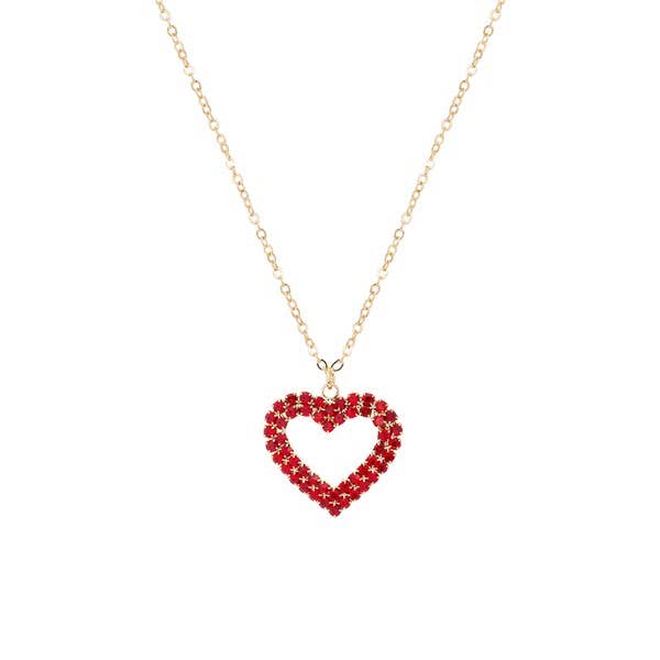VALENTINE'S DAY HEART PAVE PENDANT NECKLACE