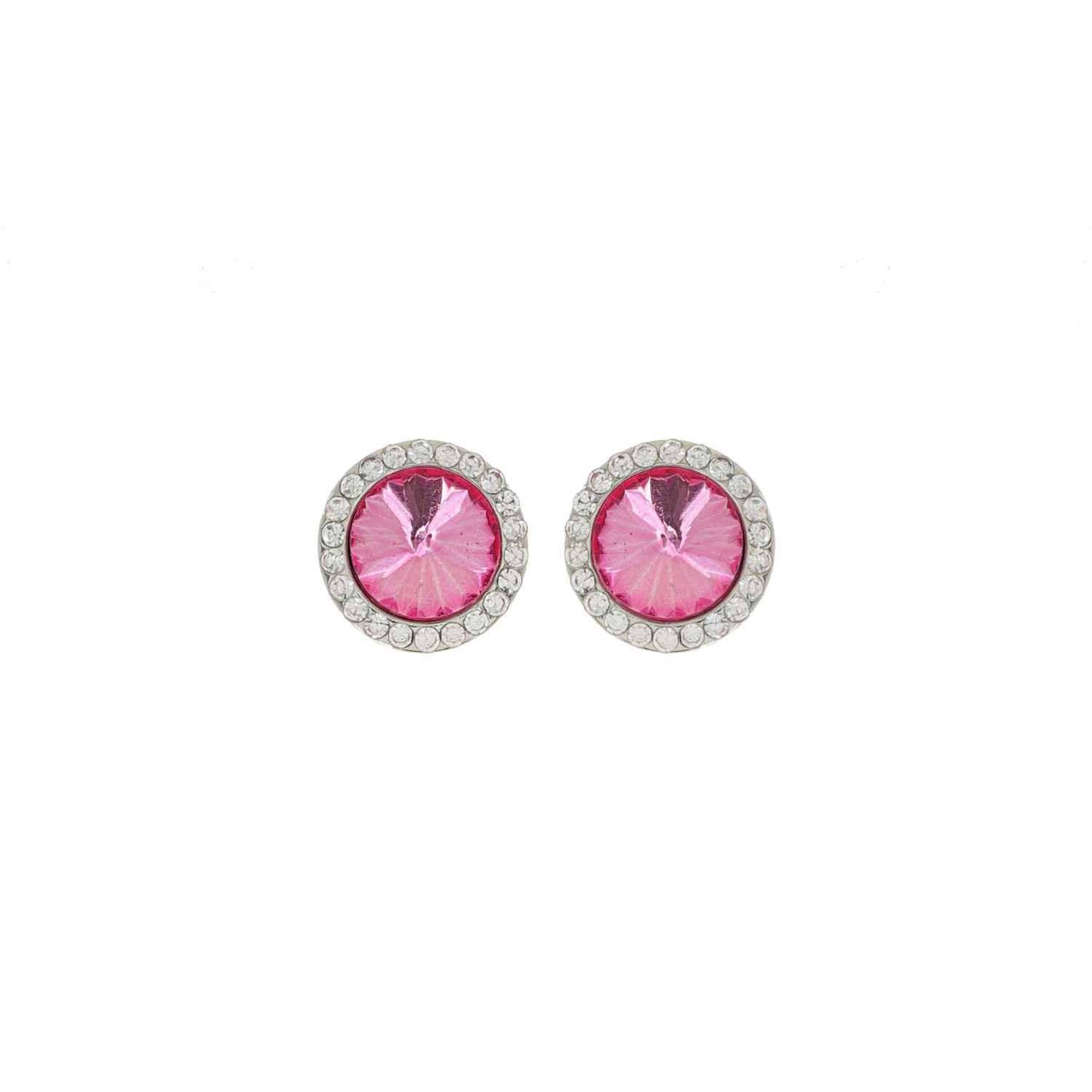 Vintage Style Crystal Halo Stud Earrings : Pink