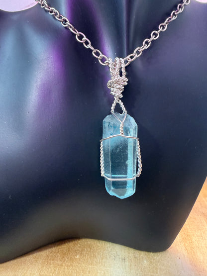 Blue Angel Aura Crystal Pendant