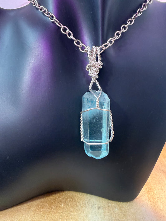 Blue Angel Aura Crystal Pendant